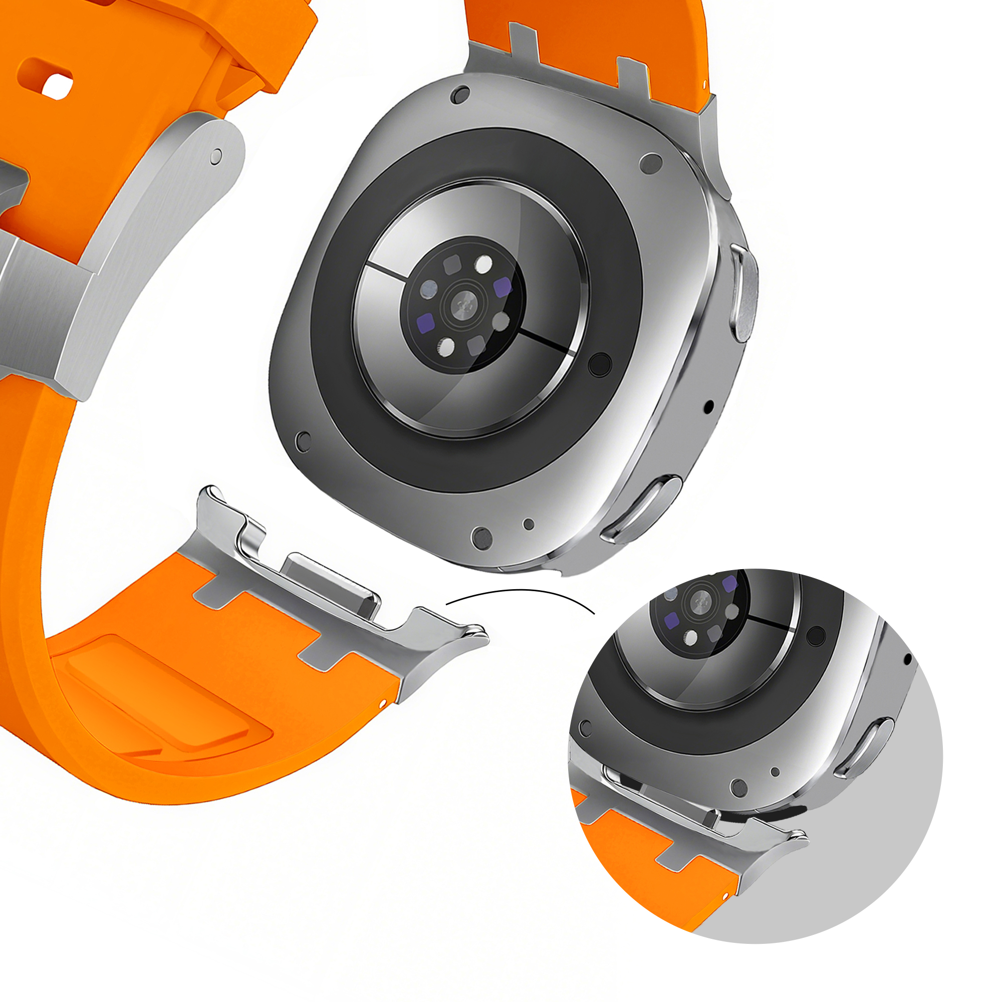 Bandz Samsung Galaxy Watch 8 Classic Silicone Strap 'Luxe Liquid' (Orange)