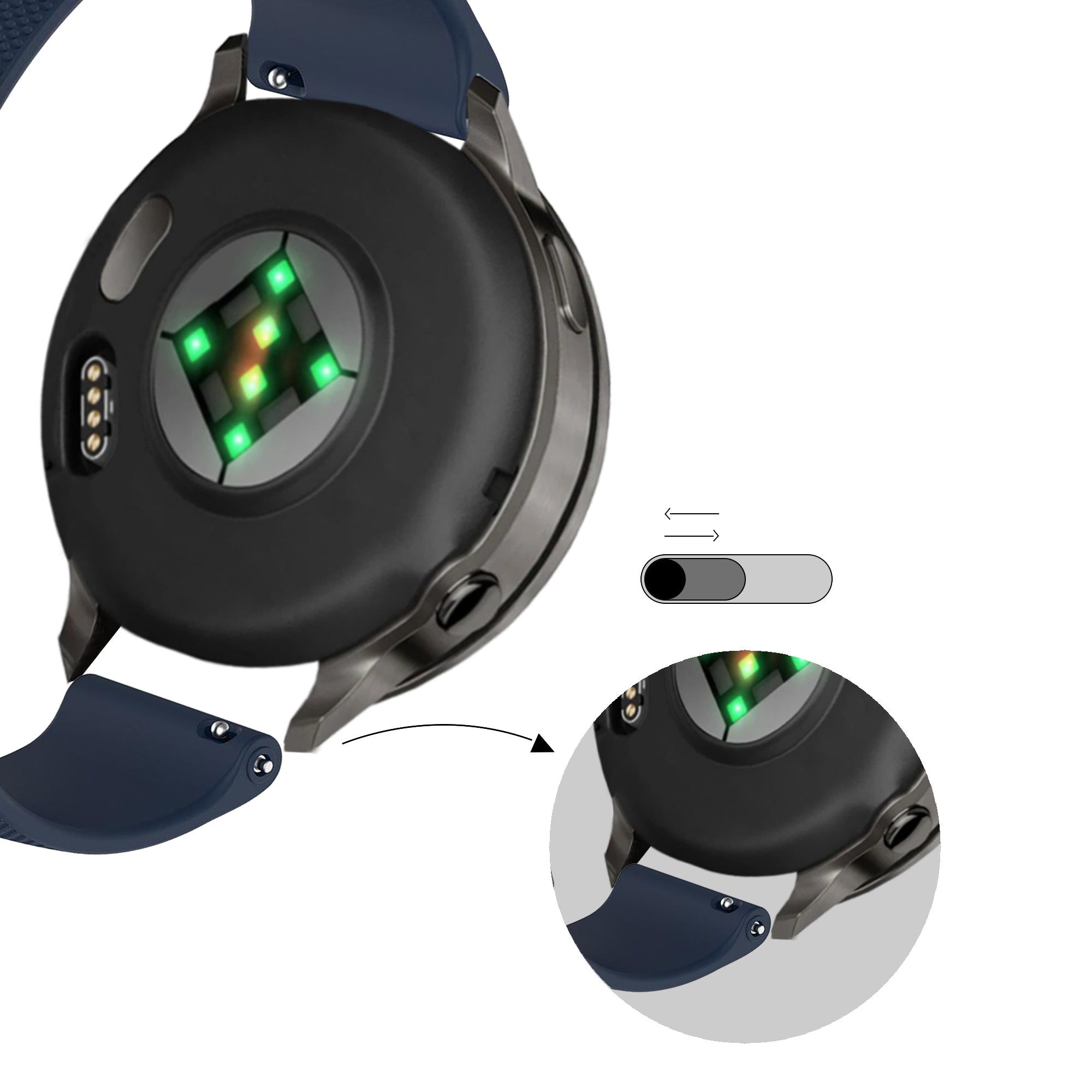 Bandz Garmin Vivoactive 3 Silicone Strap 'Premium' (Dark Blue)