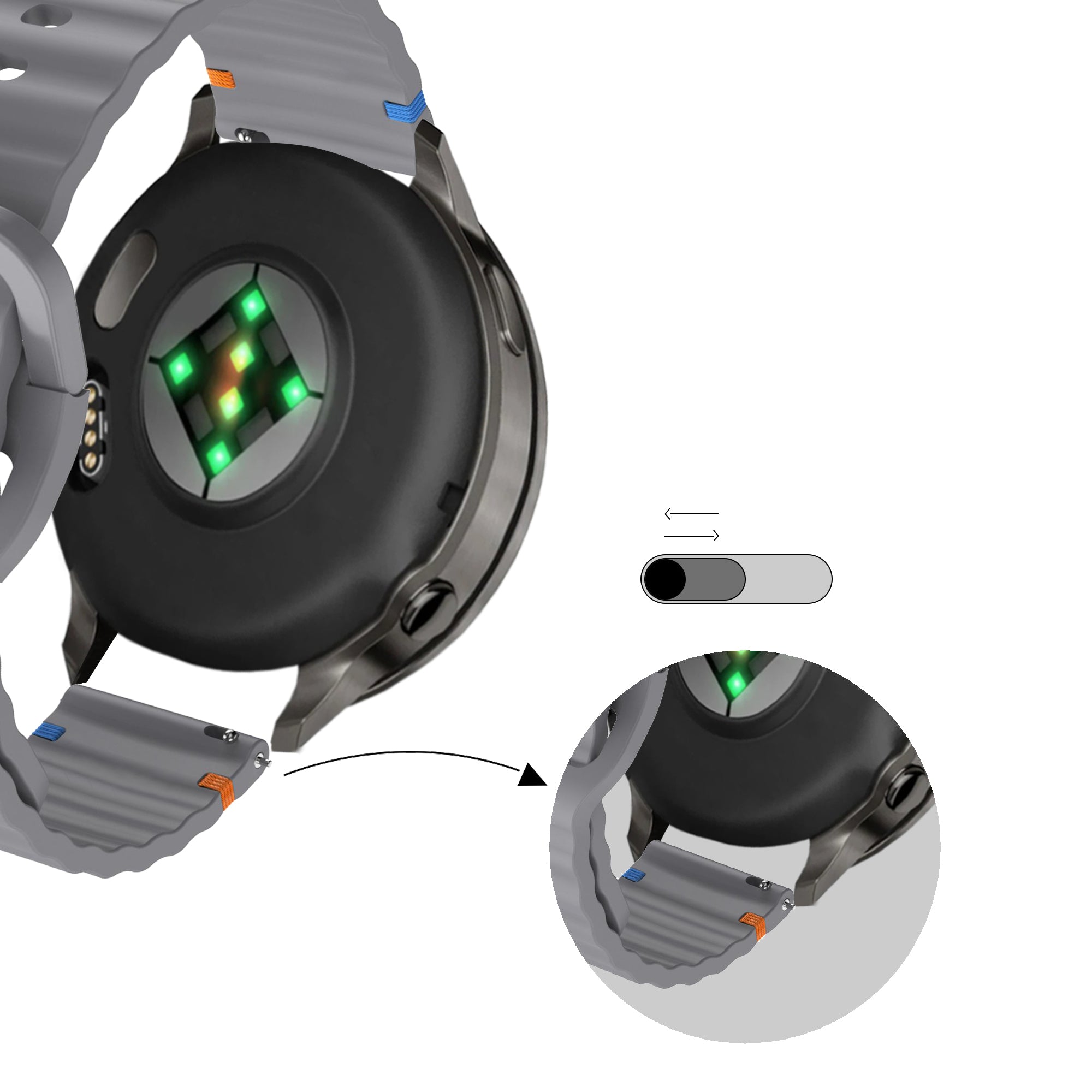 Bandz Garmin Approach S42 Silicone Strap 'Wave' (Dark Grey)