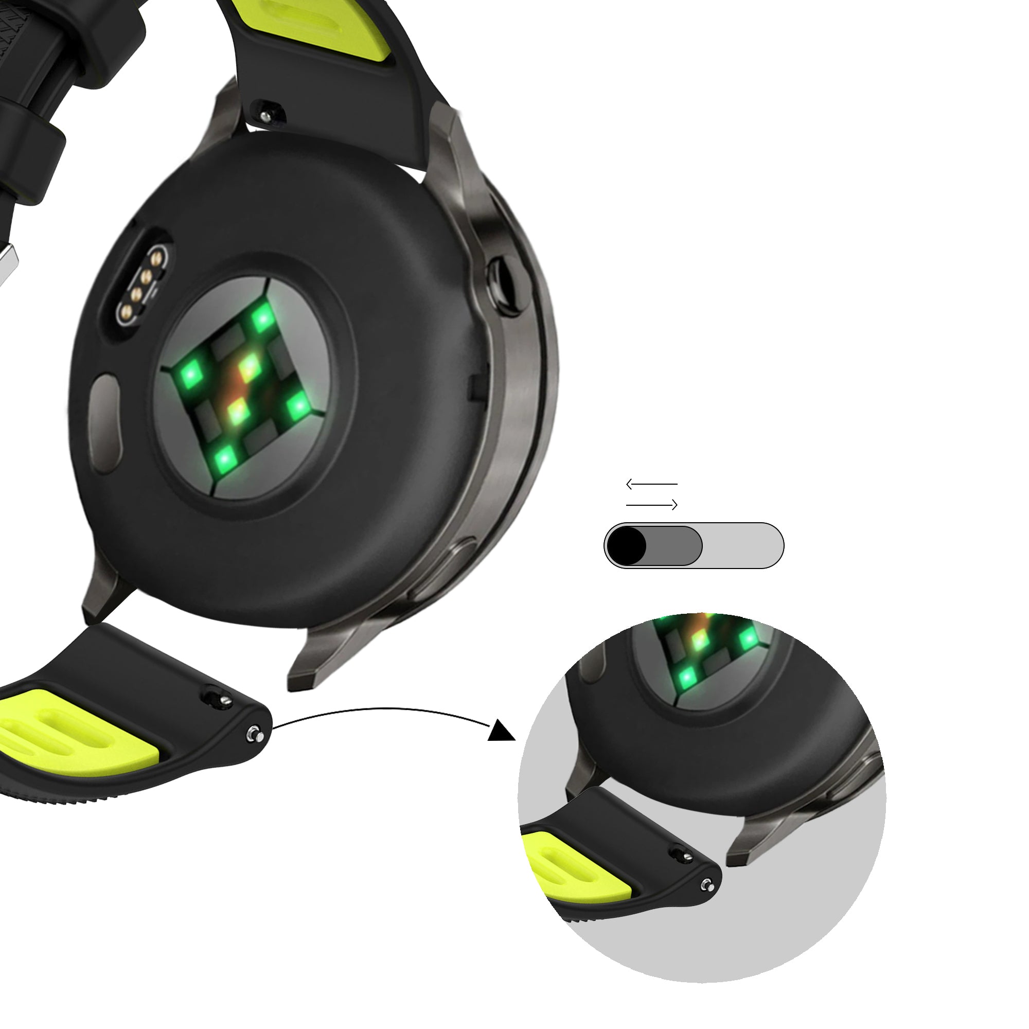 Bandz Garmin Vivoactive 4s Sport Strap with Buckle (Black/Yellow)