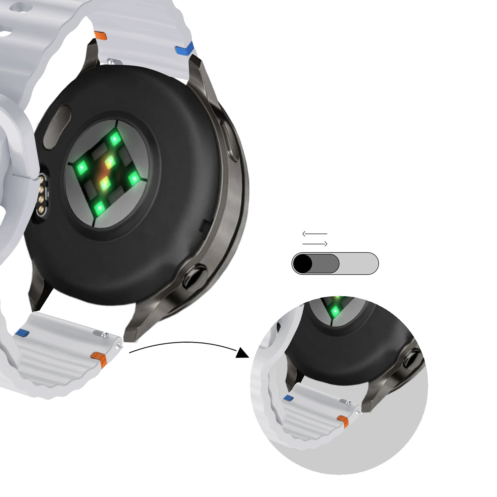 Bandz Garmin Forerunner 570 - 47mm Silicone Strap 'Wave' (Light Grey)