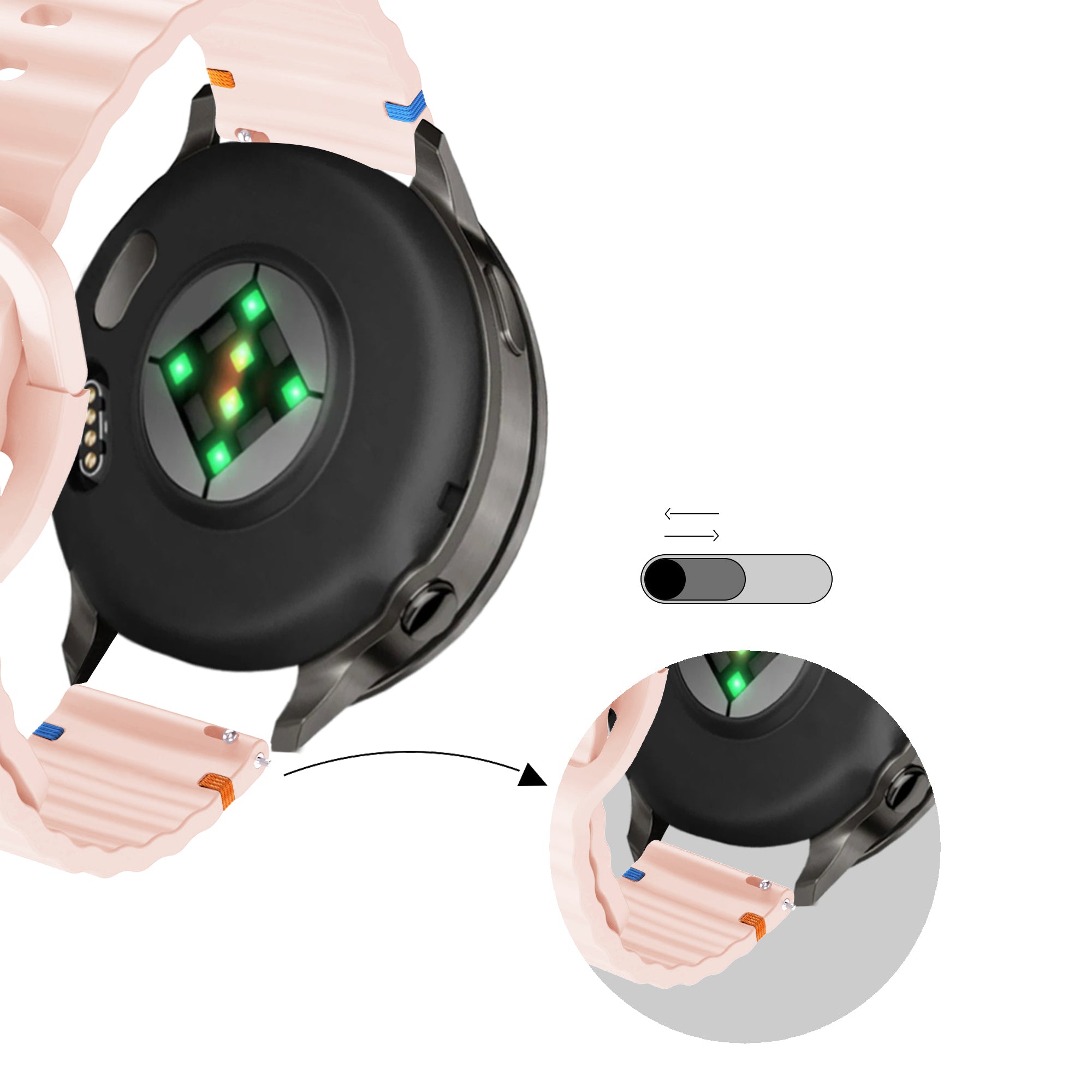 Bandz Garmin Approach S42 Silicone Strap 'Wave' (Light Pink)