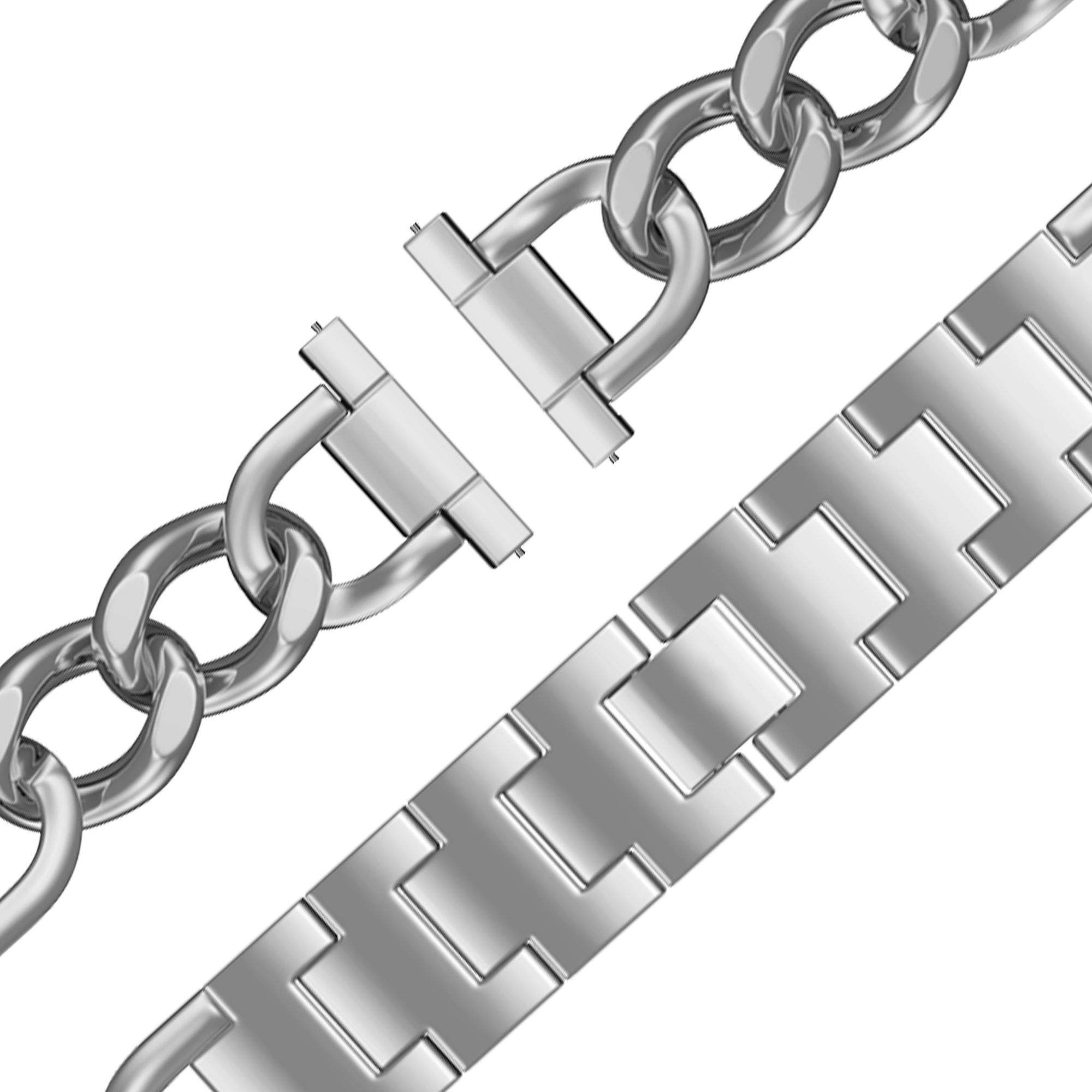 Bandz Garmin Forerunner 570 - 42mm Metal Strap 'Chains' (Silver)