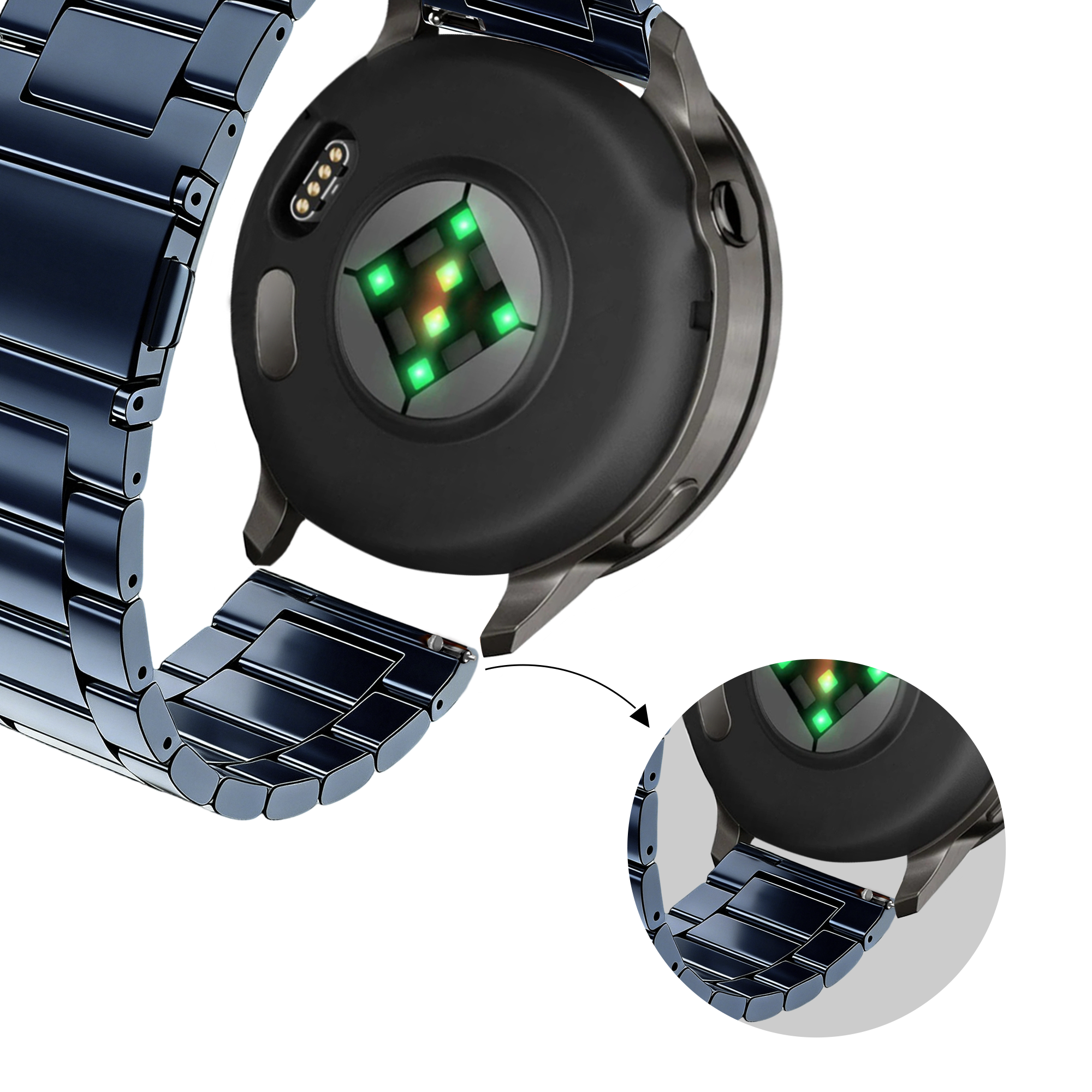 Bandz Garmin Vivomove Luxe Steel Strap 'Classic' (Blue)