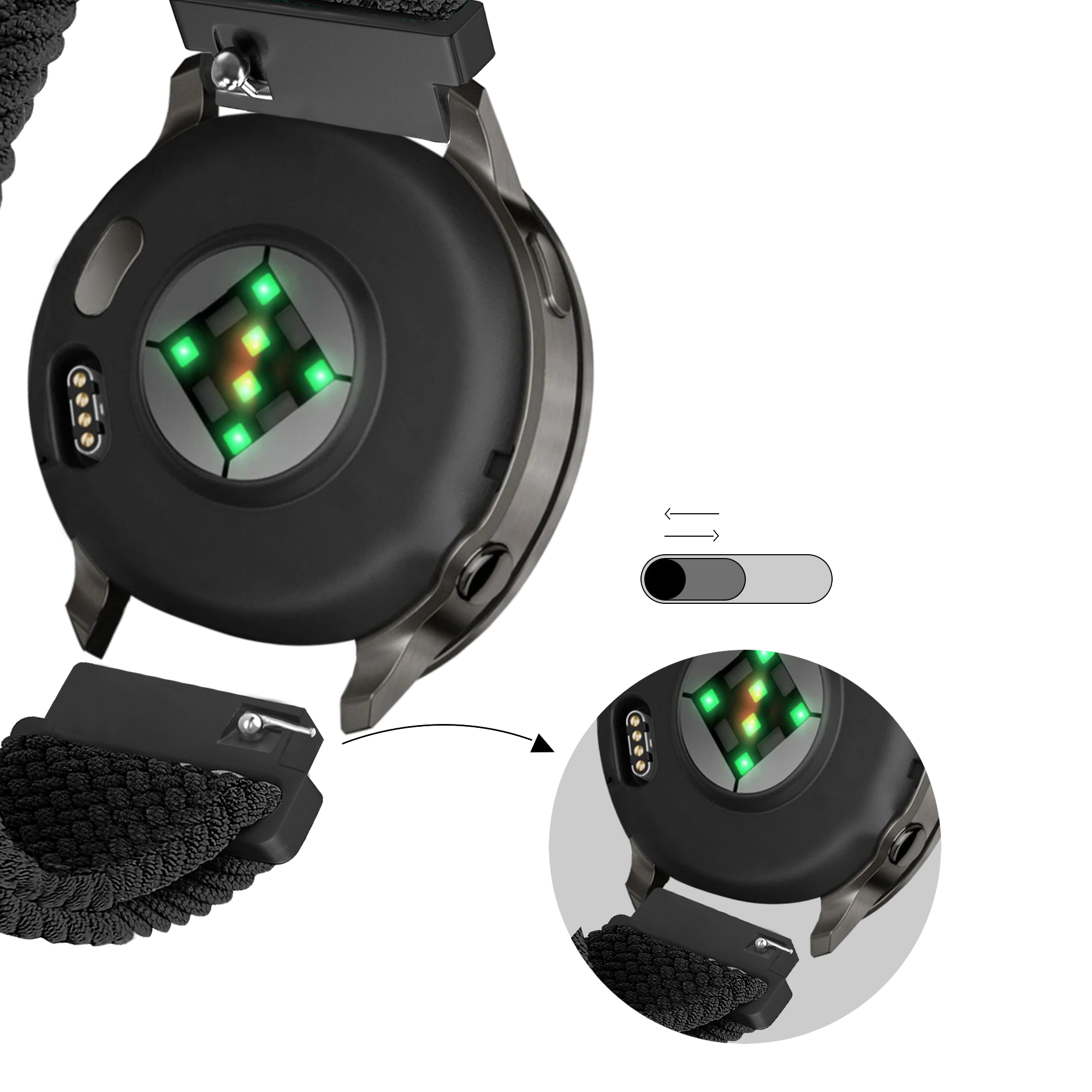 Bandz Garmin Venu 4 - 41mm Adjustable Braided Strap (Black)