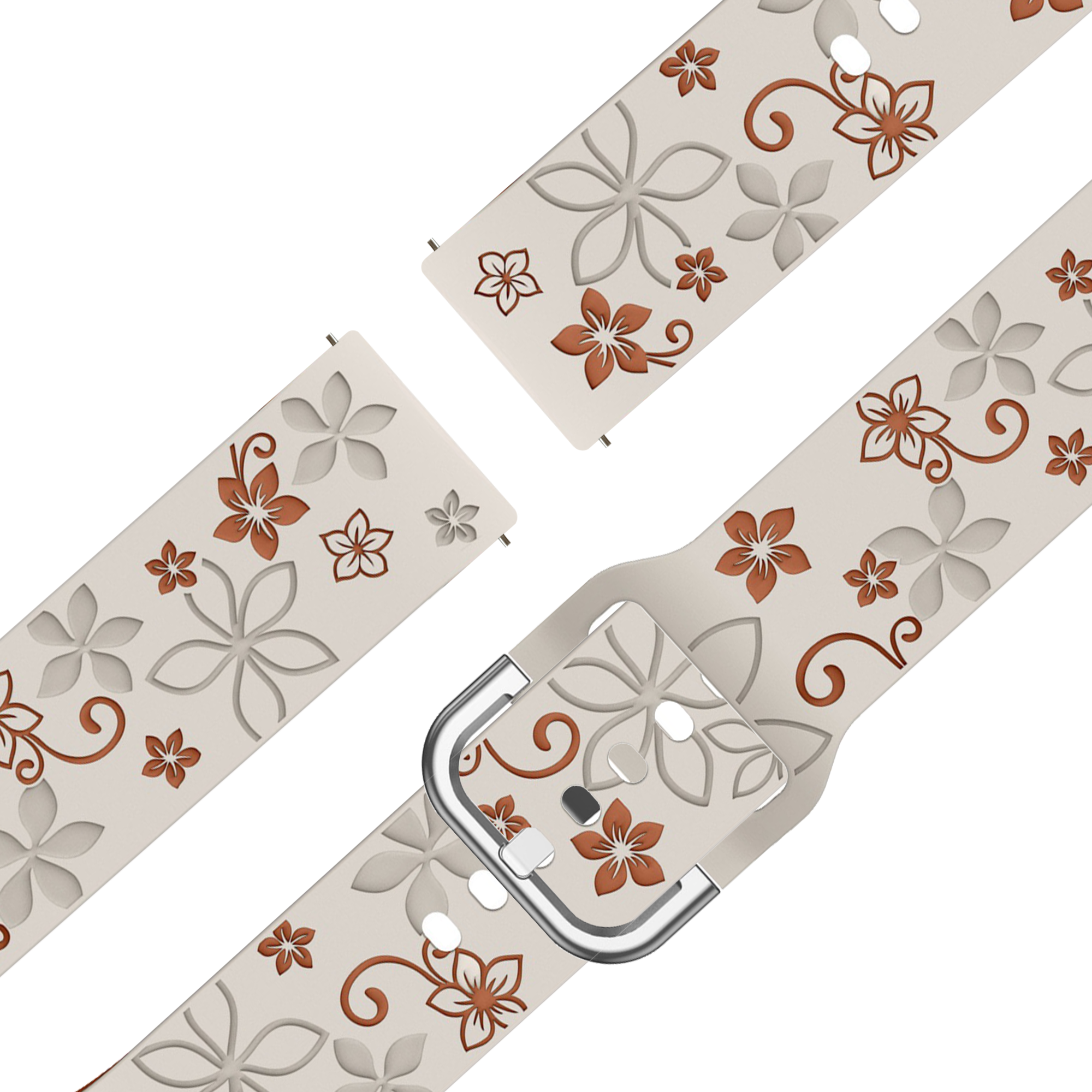 Bandz Garmin Forerunner 255s Silicone Strap 'Flowers' (Starlight/Brown)