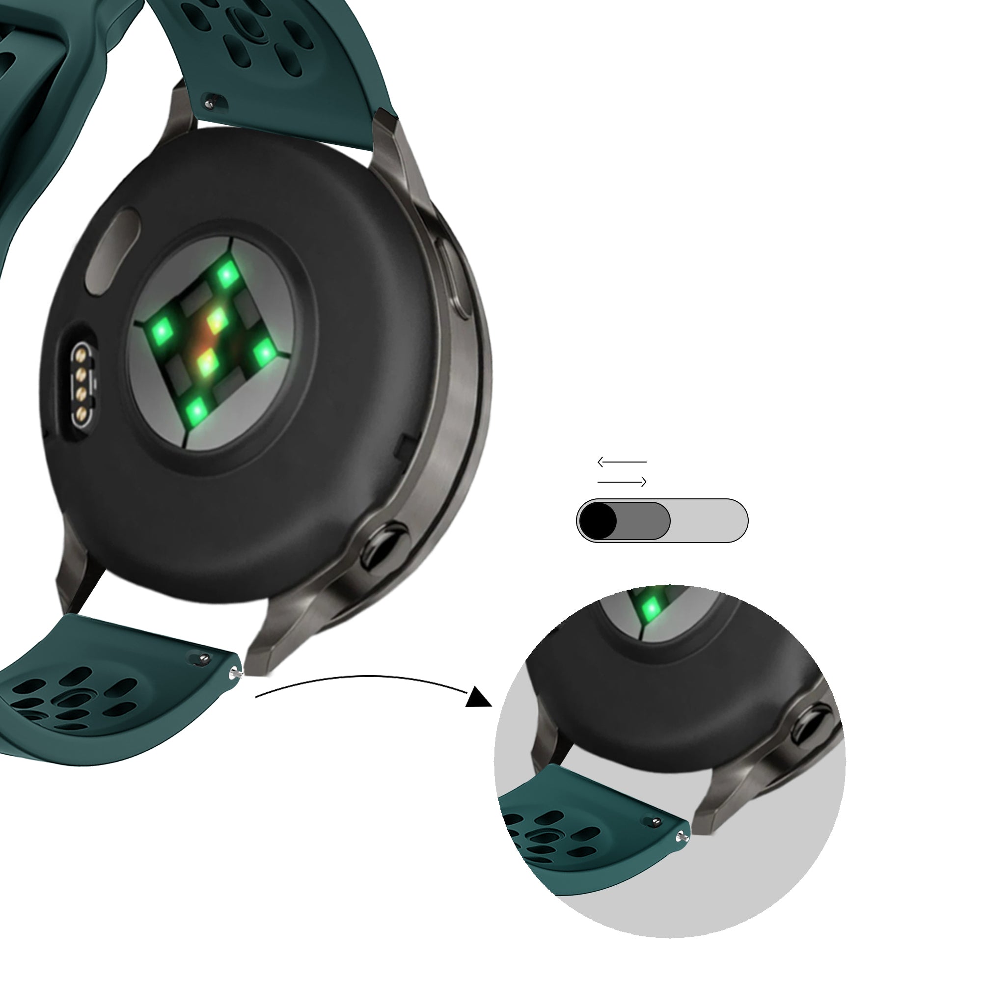 Bandz Garmin Forerunner 245 Silicone Strap 'Air' (Dark Green)