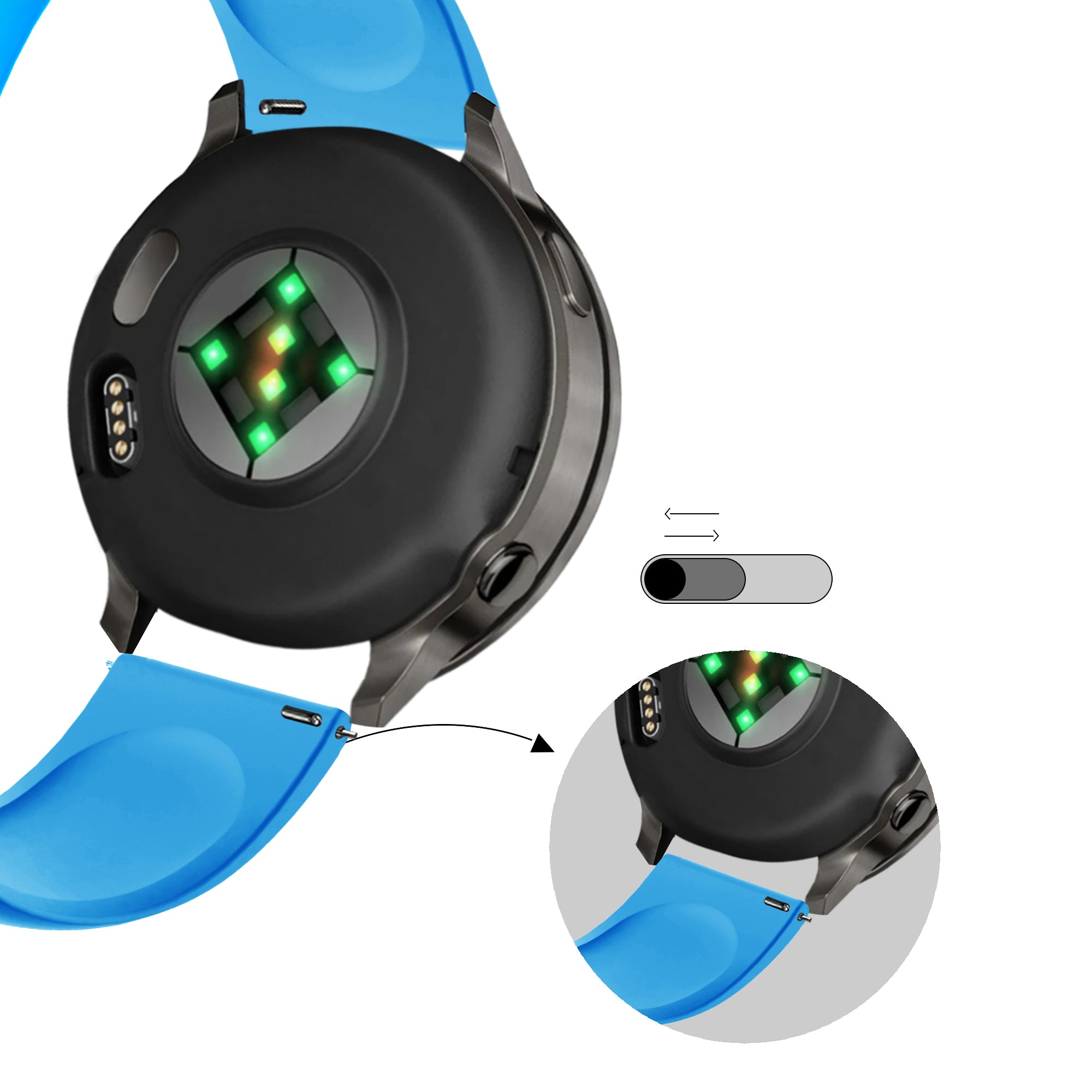 Bandz Garmin Forerunner 570 - 47mm Sport Strap 'Deluxe' (Light Blue)