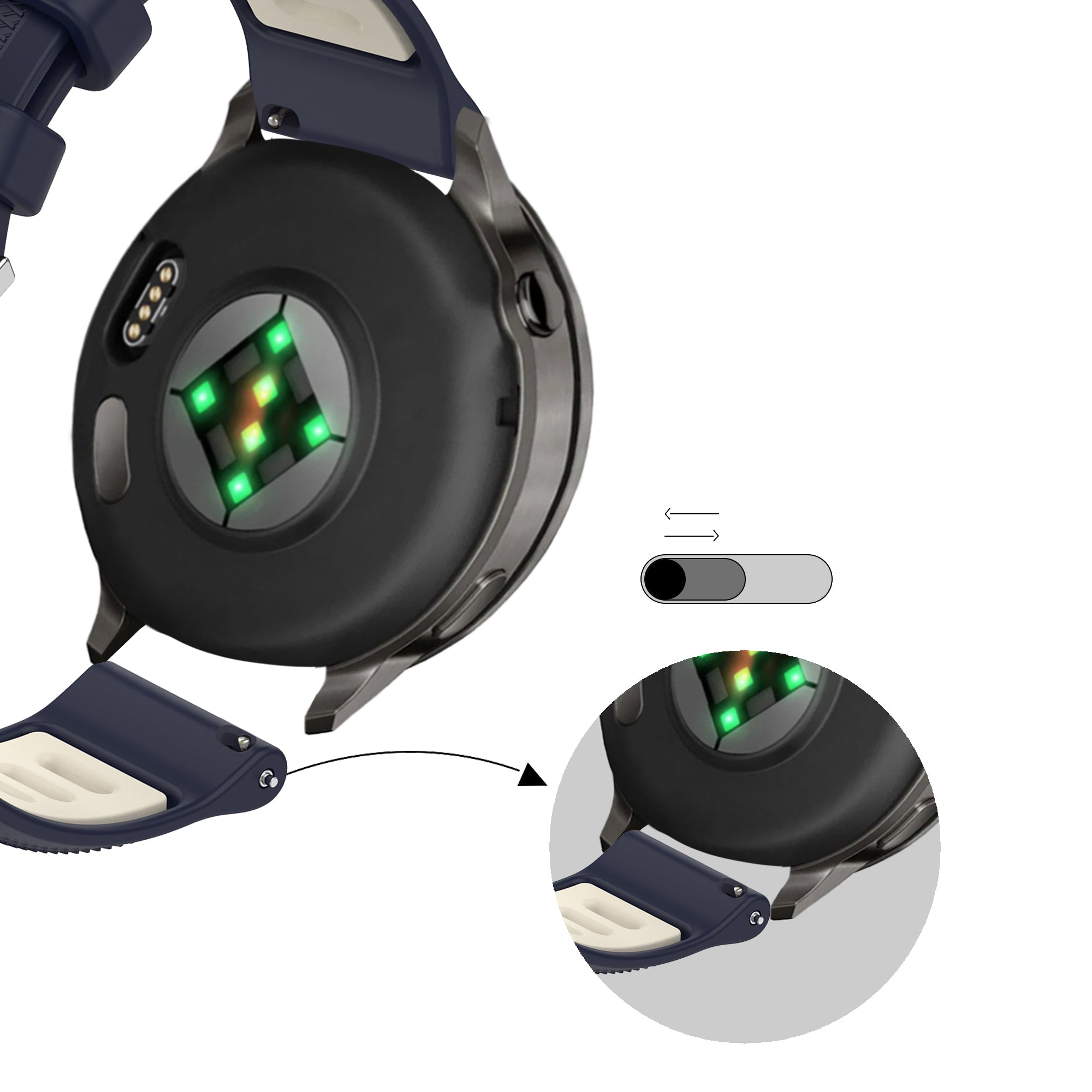 Bandz Garmin Venu 2s Sport Strap with Buckle (Dark Blue/Beige)