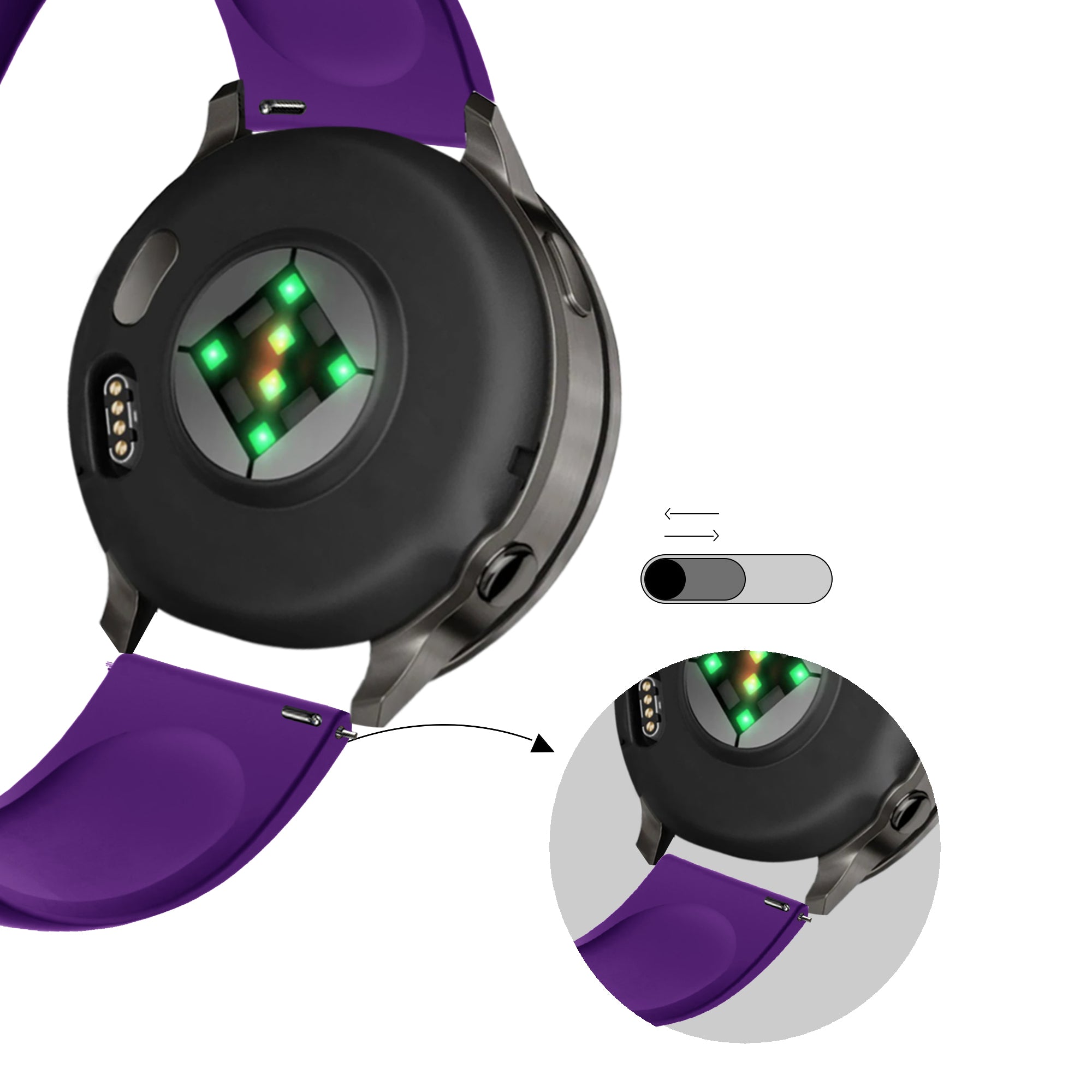 Bandz Garmin Forerunner 255s Sport Strap 'Deluxe' (Purple)