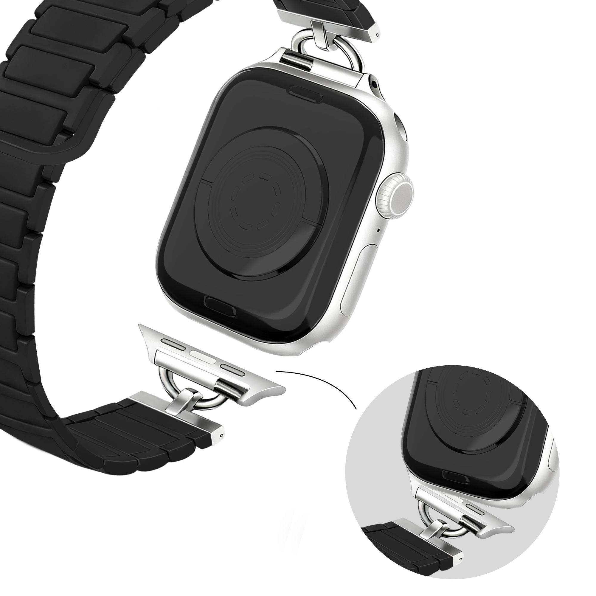 Bandz Apple Watch Magnetic Silicone Strap 'Slim' (Black)
