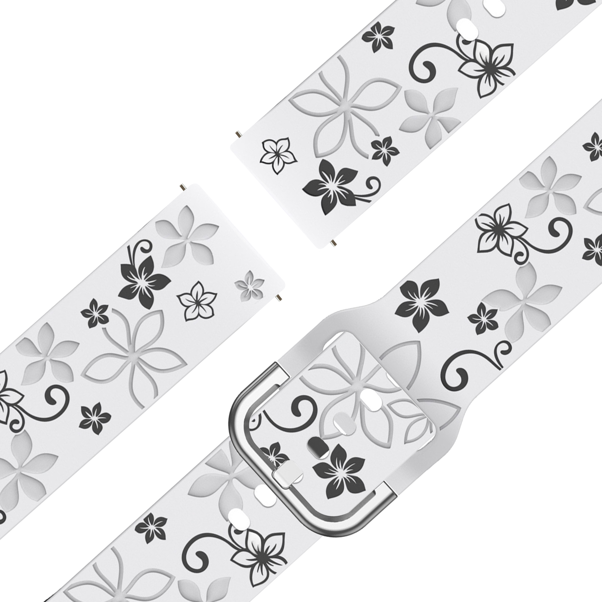 Bandz Garmin Venu 4 - 41mm Silicone Strap 'Flowers' (White/Black)