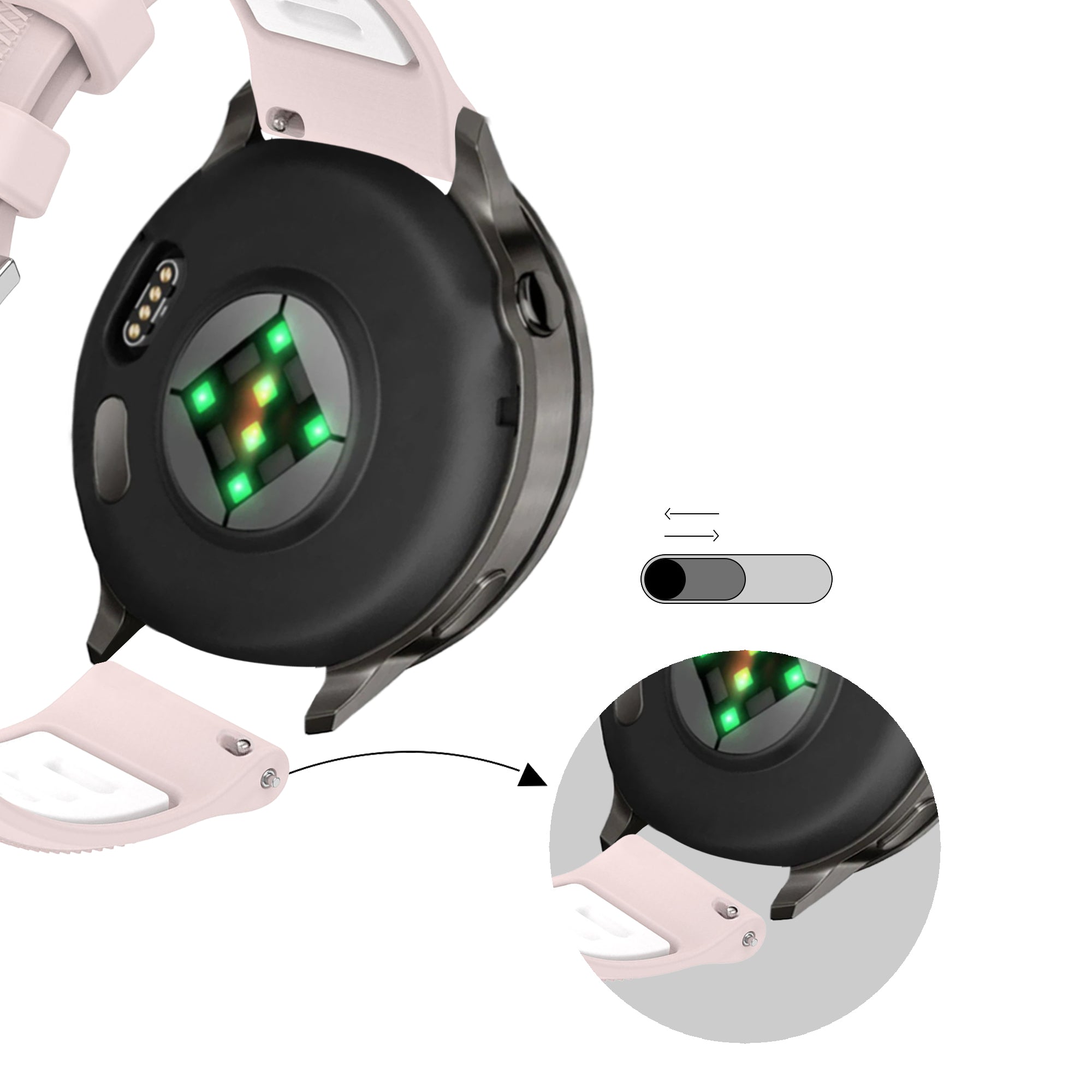 Bandz Garmin Vivomove 3s Sport Strap with Buckle (Pink/White)