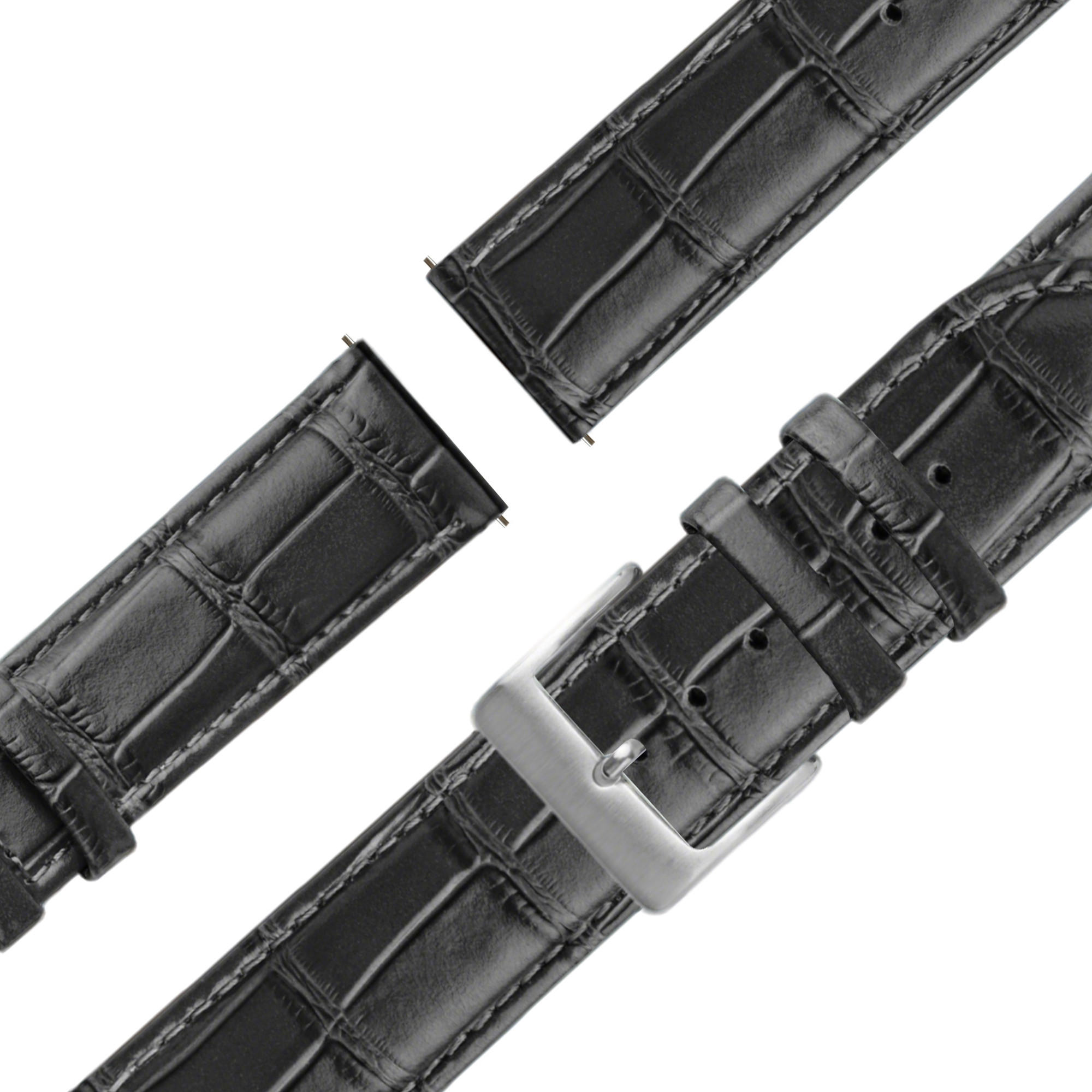 Bandz Garmin Forerunner 570 - 42mm Leather Strap Crocodile Grain (Black)
