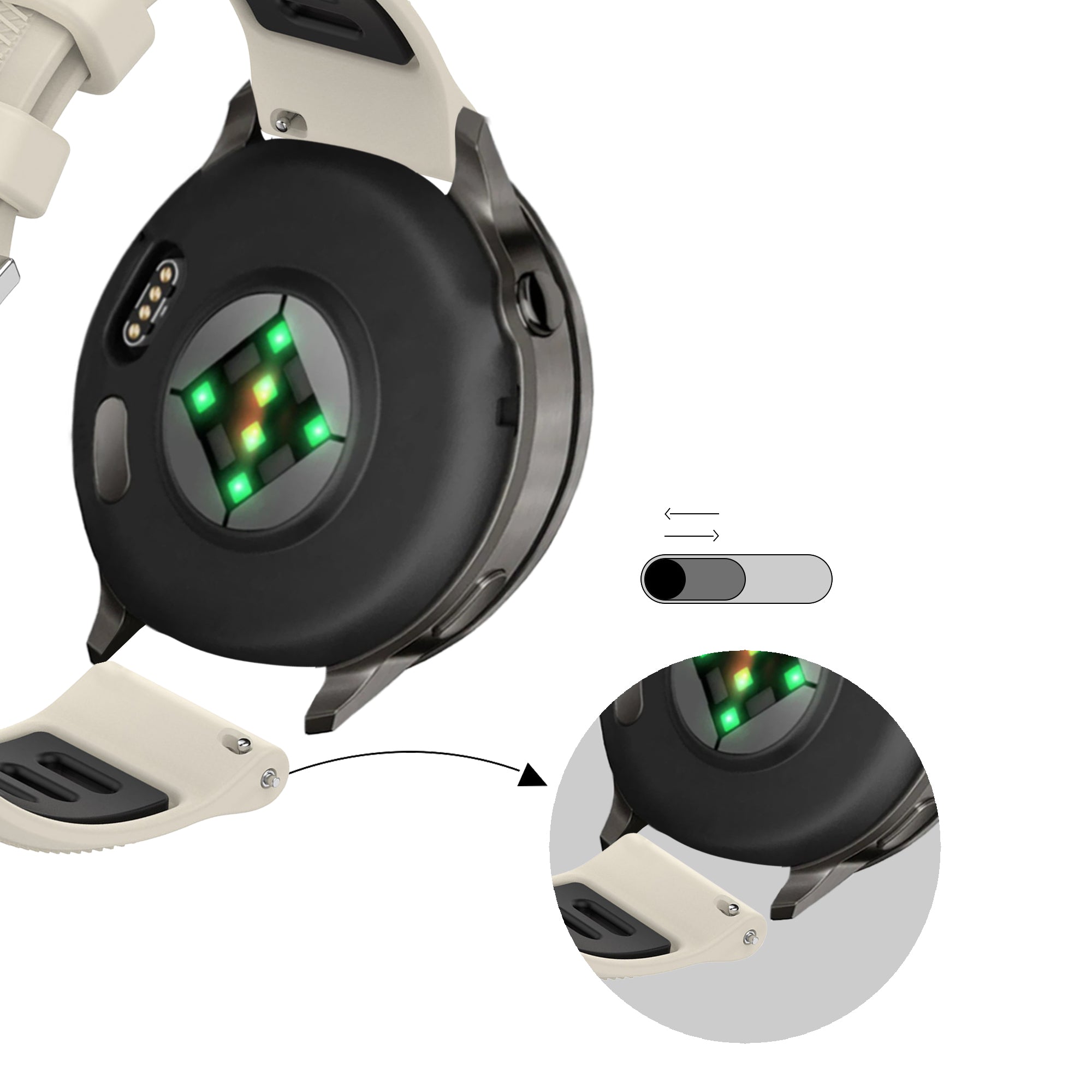 Bandz Garmin Forerunner 265s Sport Strap with Buckle (Starlight/Black)