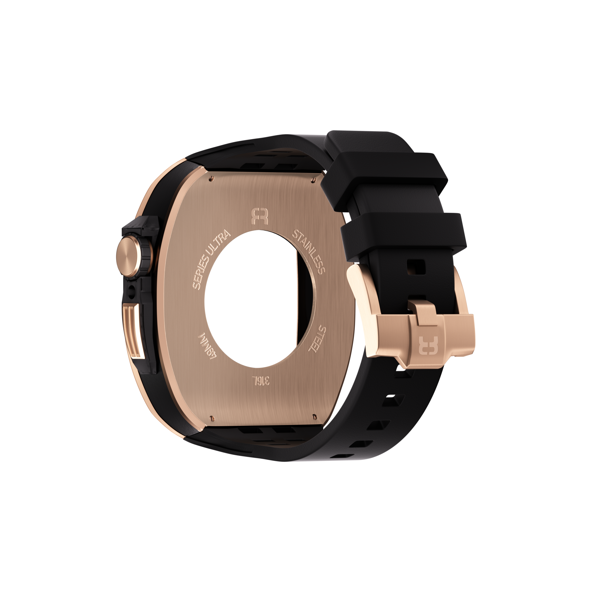 Reqior Apple Watch 45mm Polymer and Metal Case with Rubber Strap (Rose Gold)