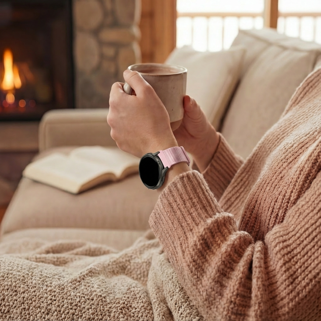 Bandz Garmin Venu 2 Plus Nylon Loop Strap (Light Pink)