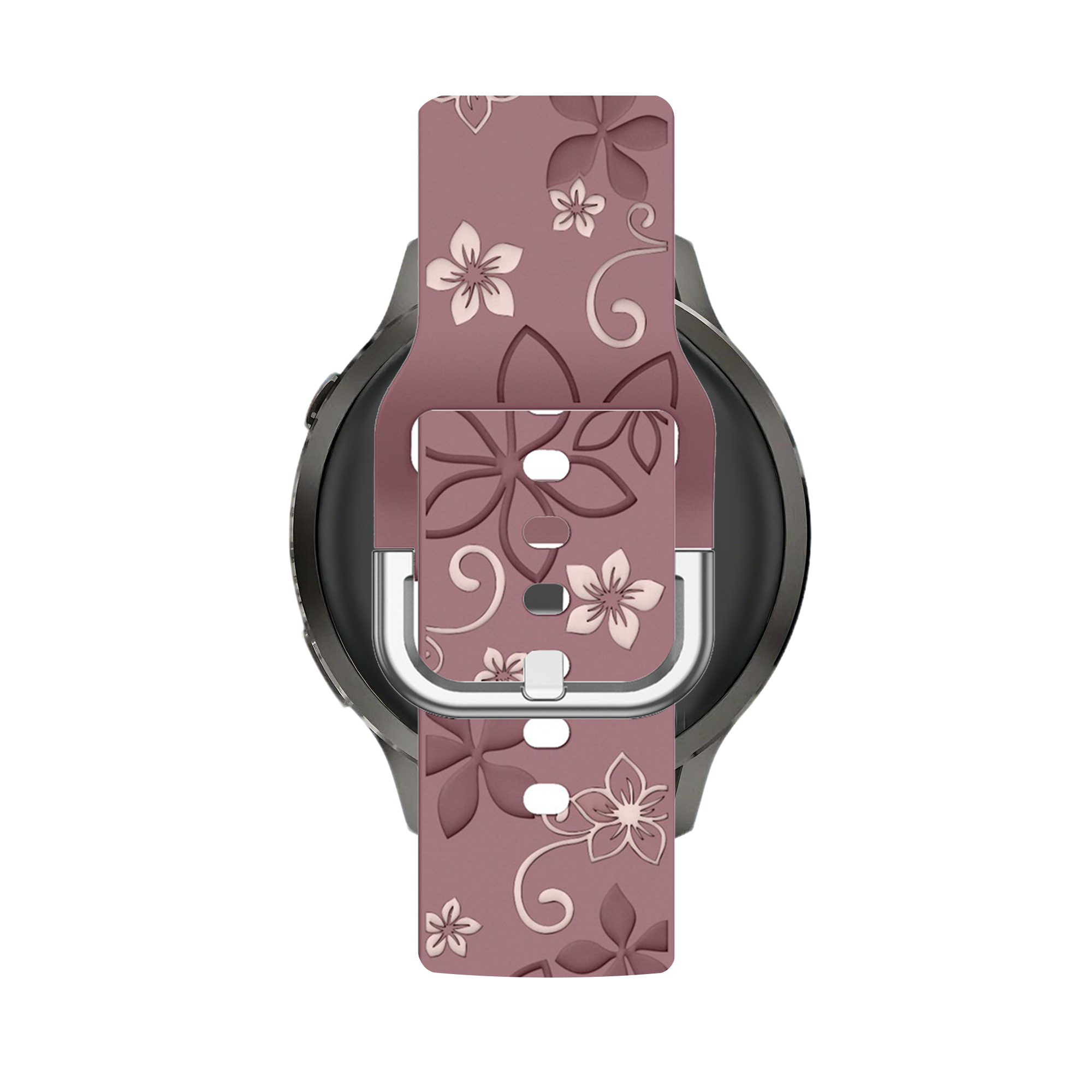 Bandz Garmin Forerunner 255s Silicone Strap 'Flowers' (Smoke Purple/Light Pink)