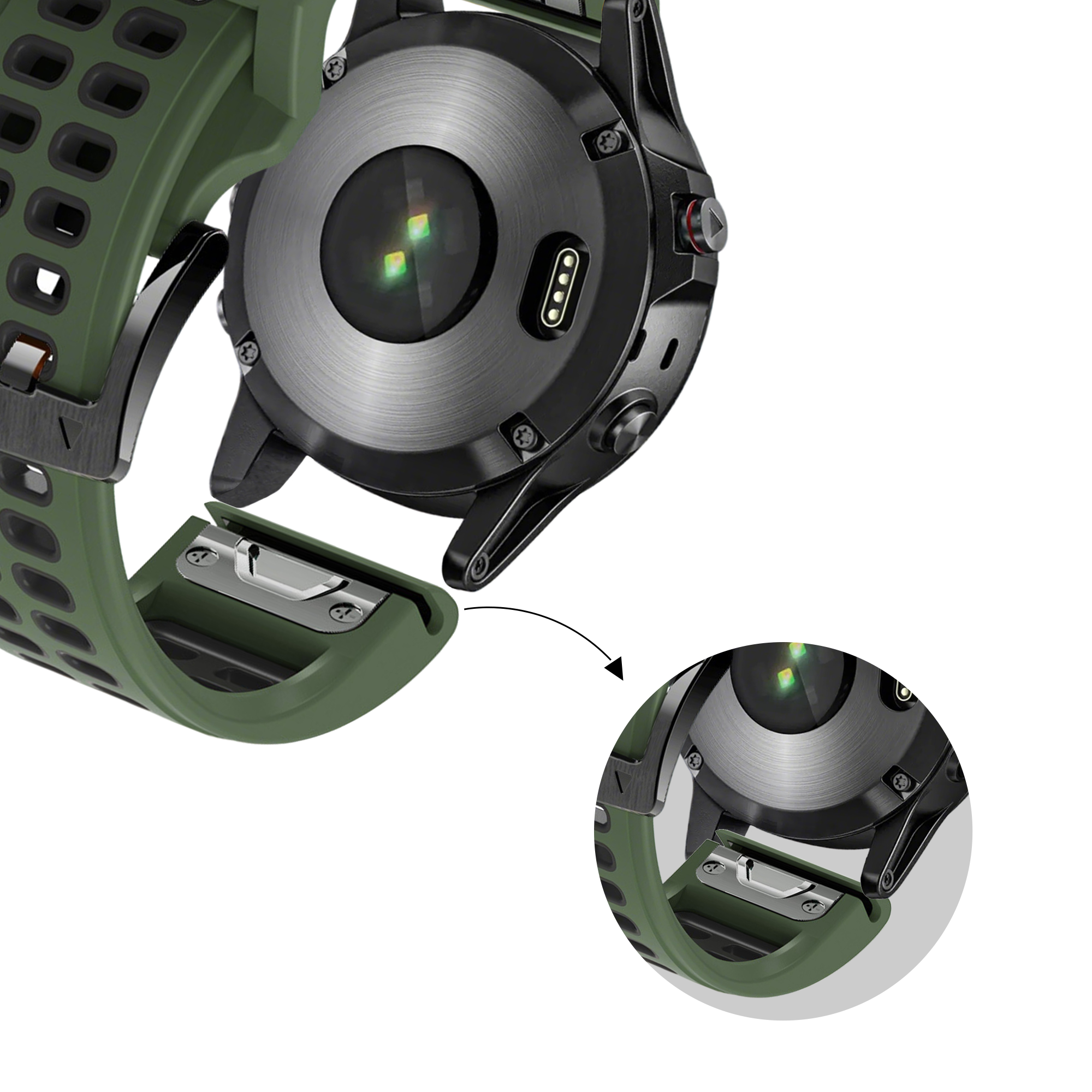 Bandz Garmin Epix Pro (Gen 2) 47mm Buckled Sport Strap (Green/Black)