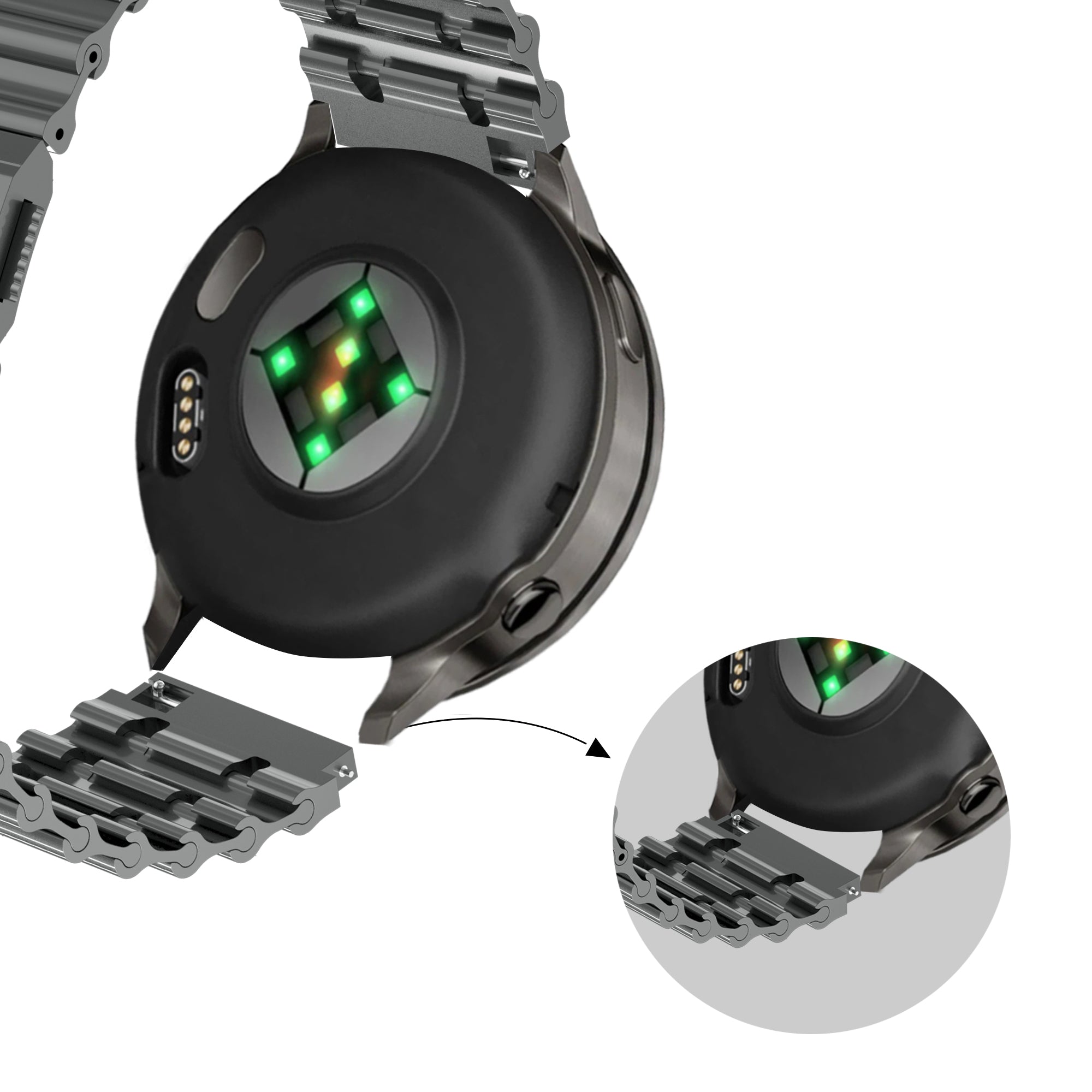 Bandz Garmin Venu 2 Premium Steel Strap 'Ocean' (Titanium Grey)