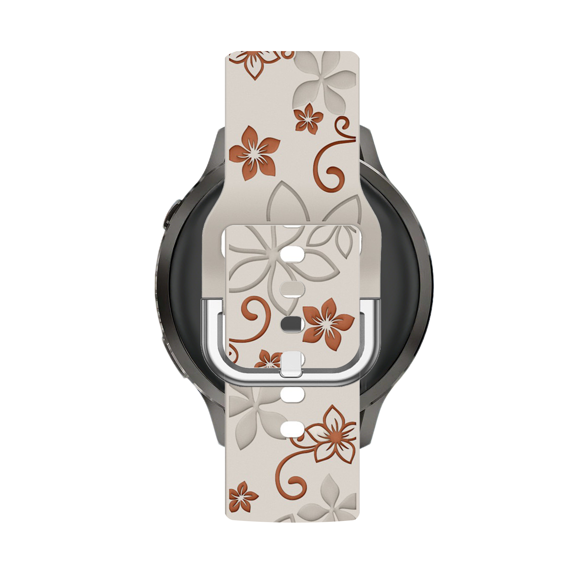 Bandz Garmin Forerunner 255s Silicone Strap 'Flowers' (Starlight/Brown)