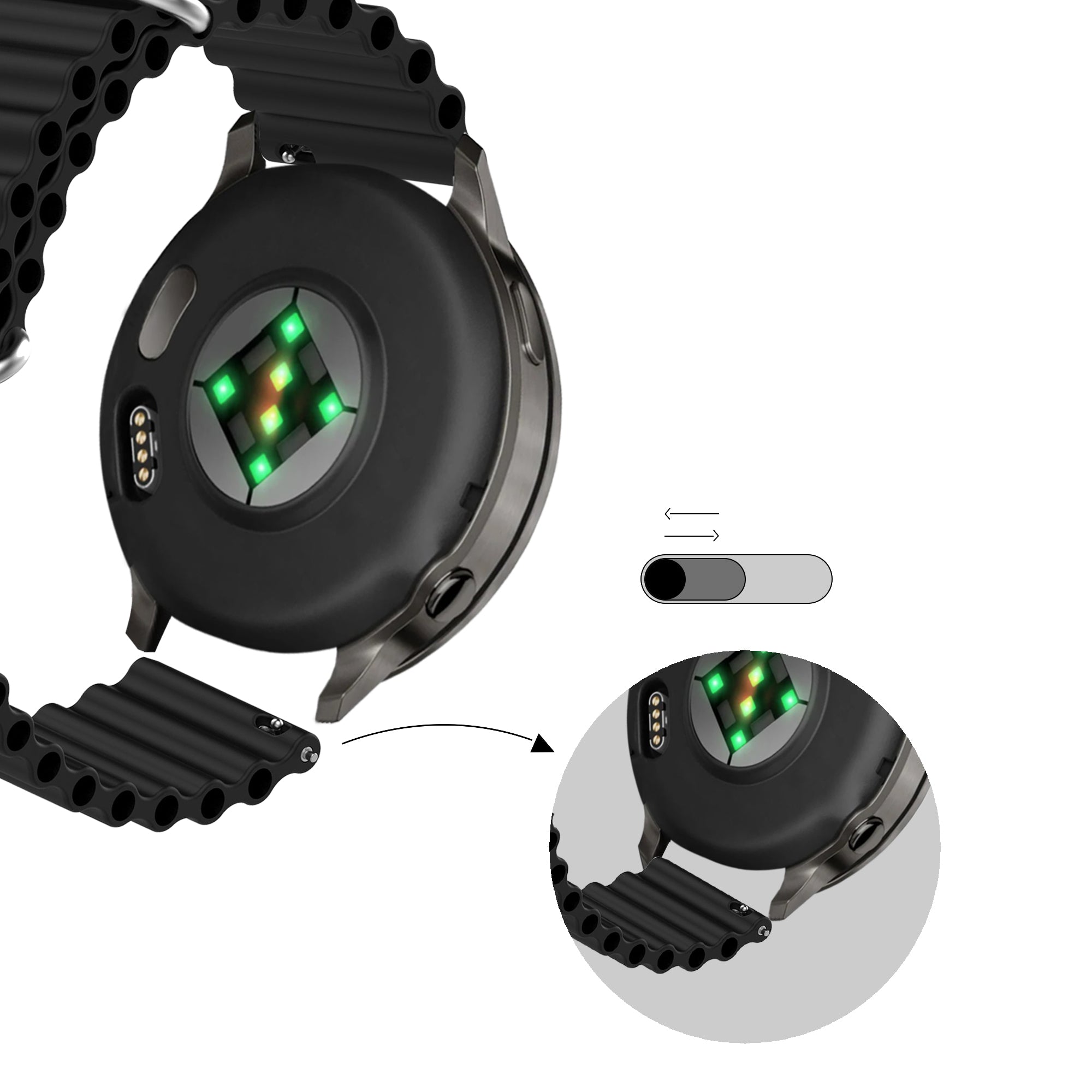 Bandz Garmin Forerunner 570 - 47mm Ocean Strap 'Classic' (Black)