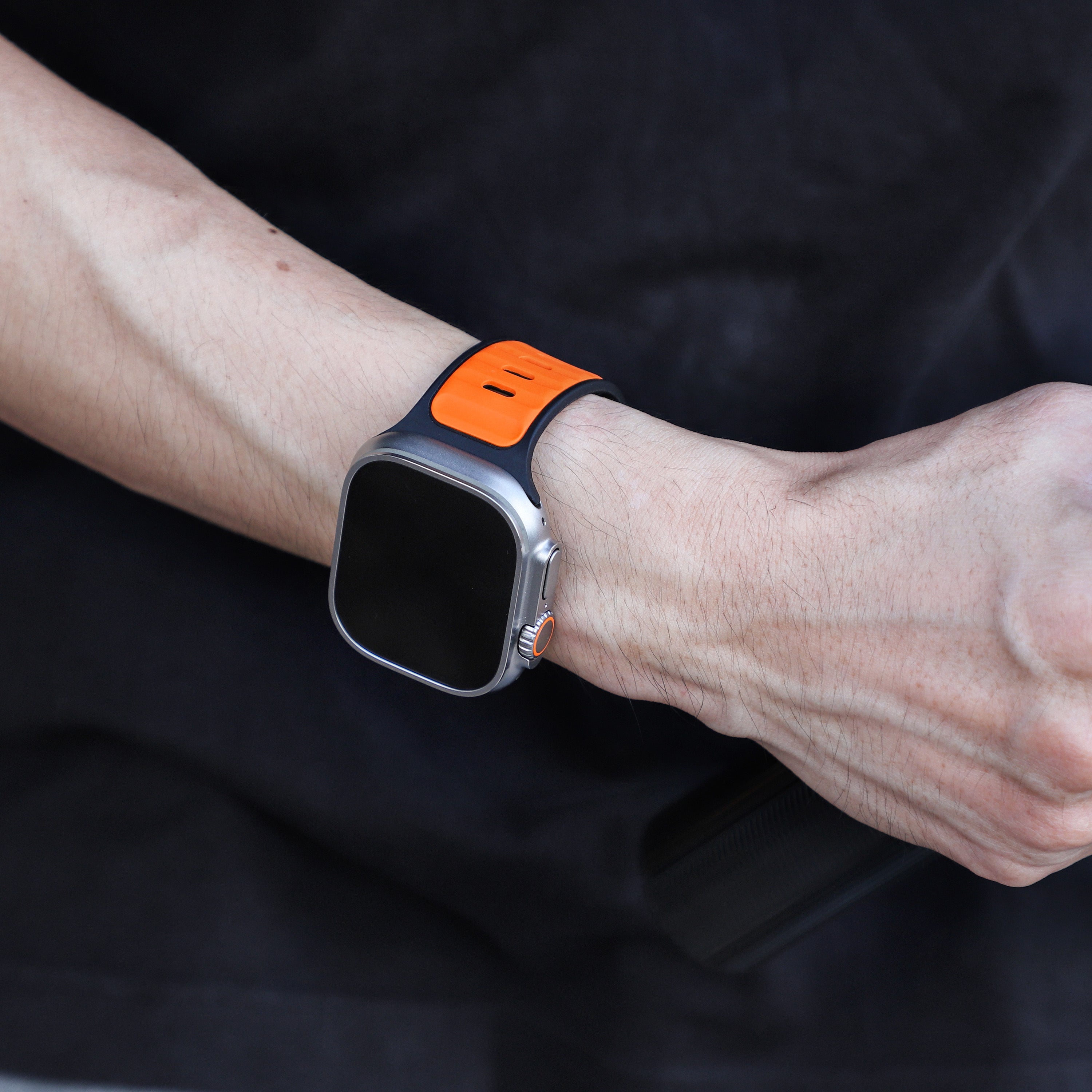 Apple Watch Premium Outdoor Silicone Strap (Orange/Black)