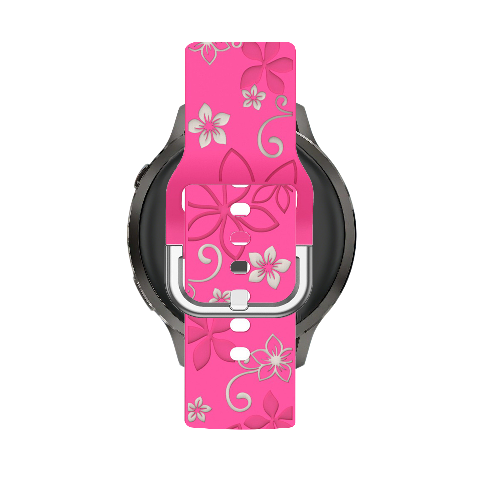 Bandz Garmin Vivoactive 6 Silicone Strap 'Flowers' (Bright Pink/Starlight)