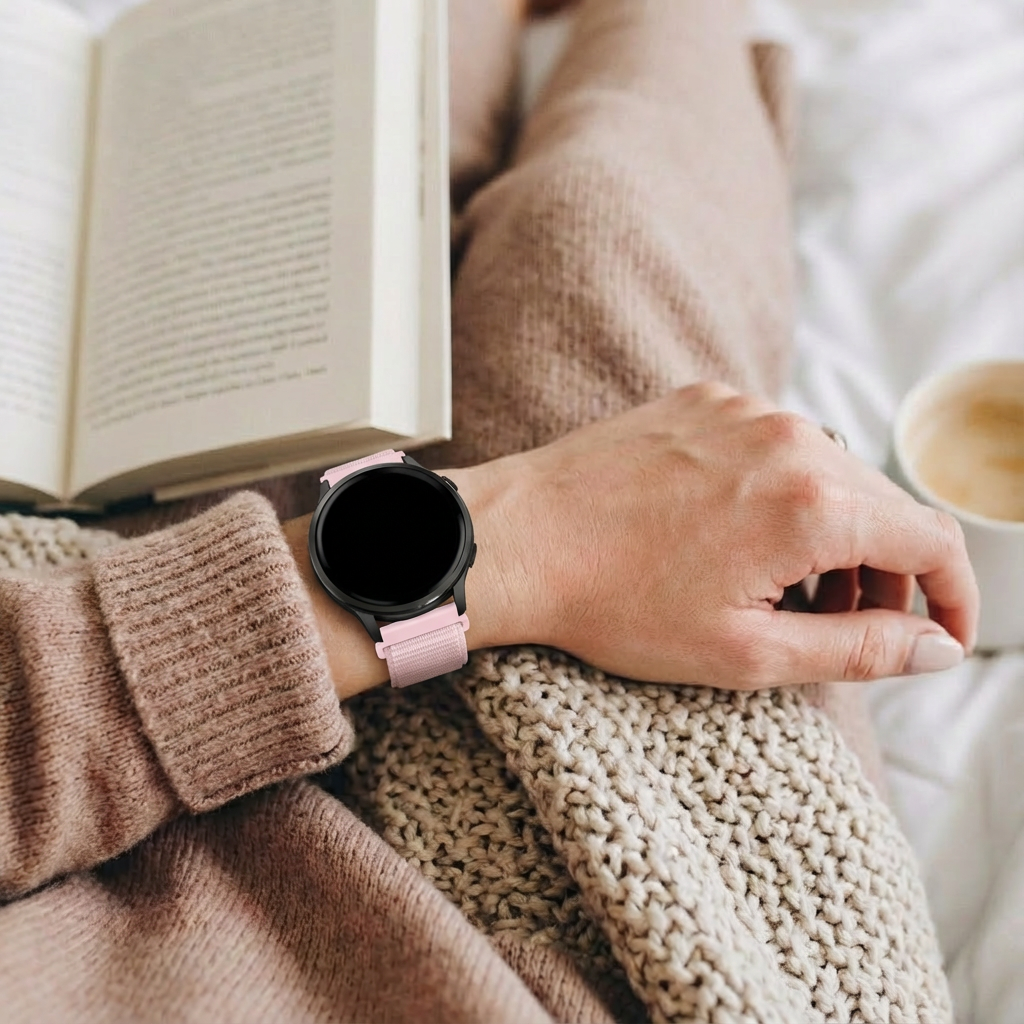 Bandz Garmin Venu SQ Nylon Loop Strap (Light Pink)