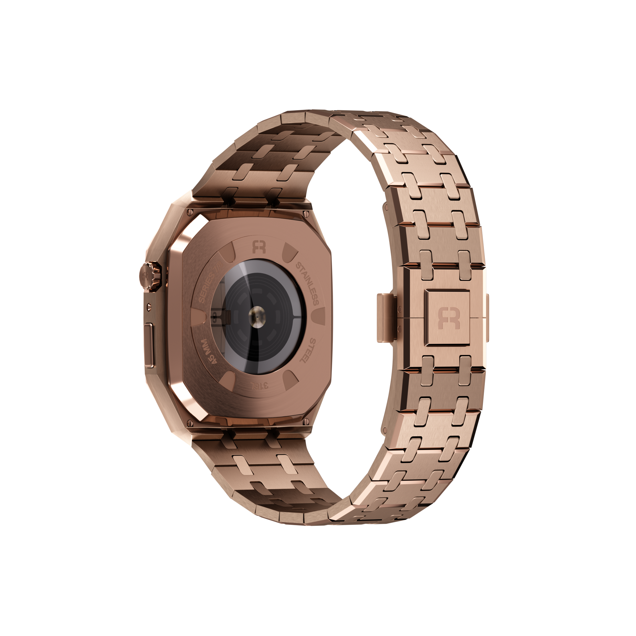 Reqior Apple Watch 45mm Case with Steel Strap (Rose Gold)