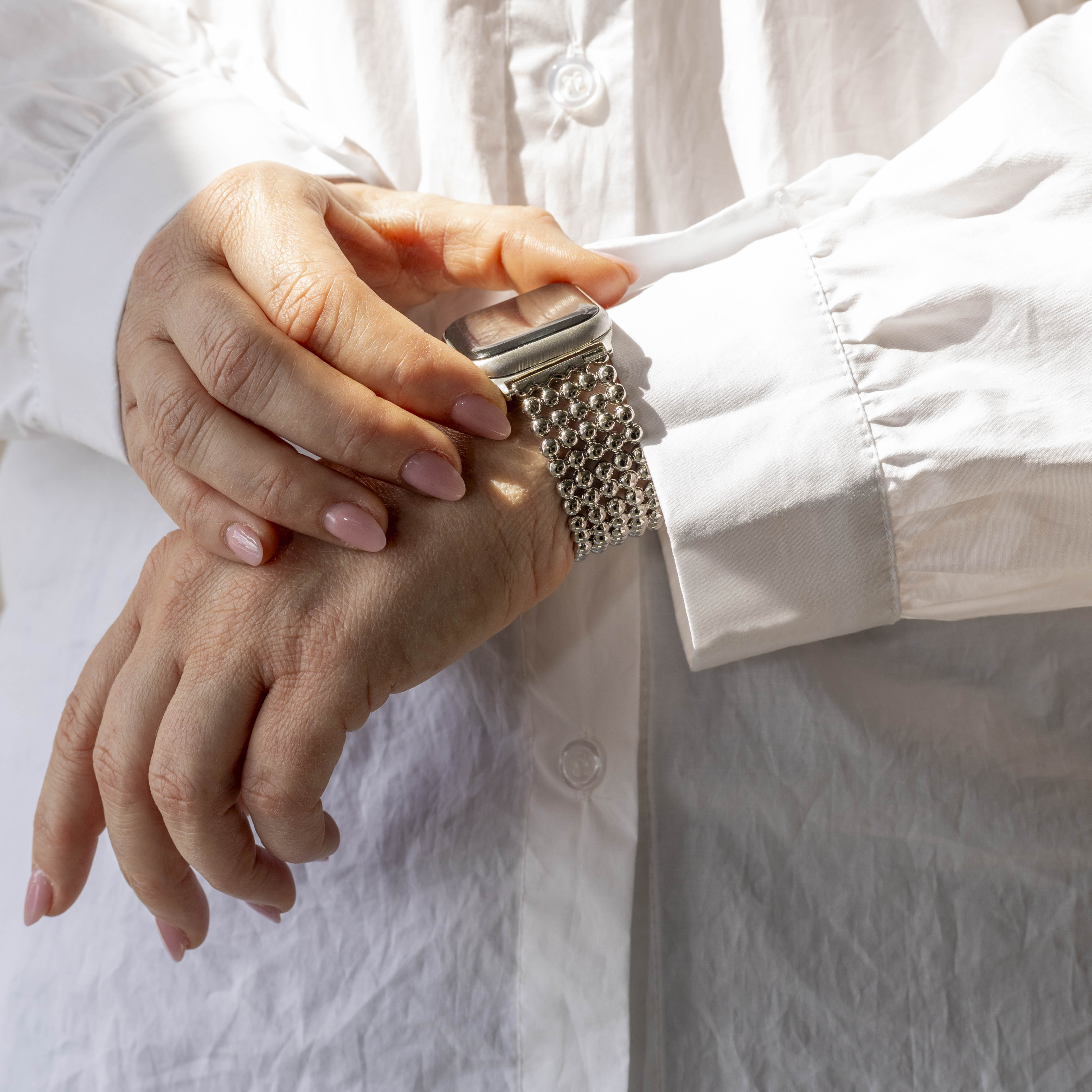 Apple Watch Ultra Beaded Steel Strap (Silver)