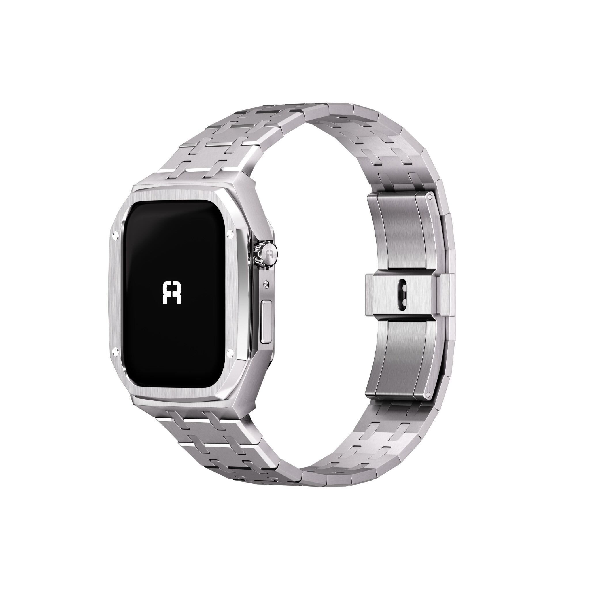 Reqior Apple Watch 45mm Case with Steel Strap (Silver)