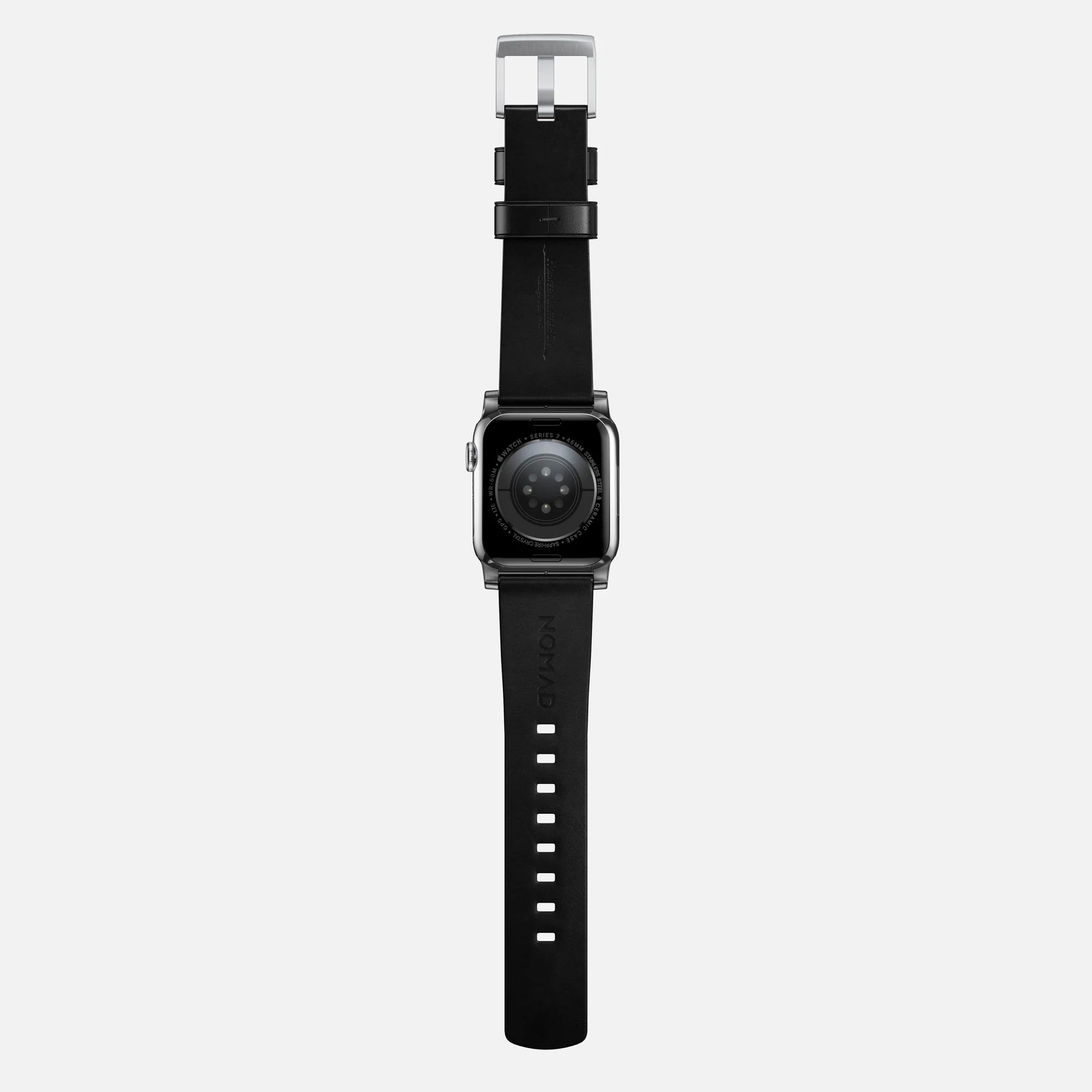 Nomad Modern Apple Watch Leather Strap (Black/Silver)