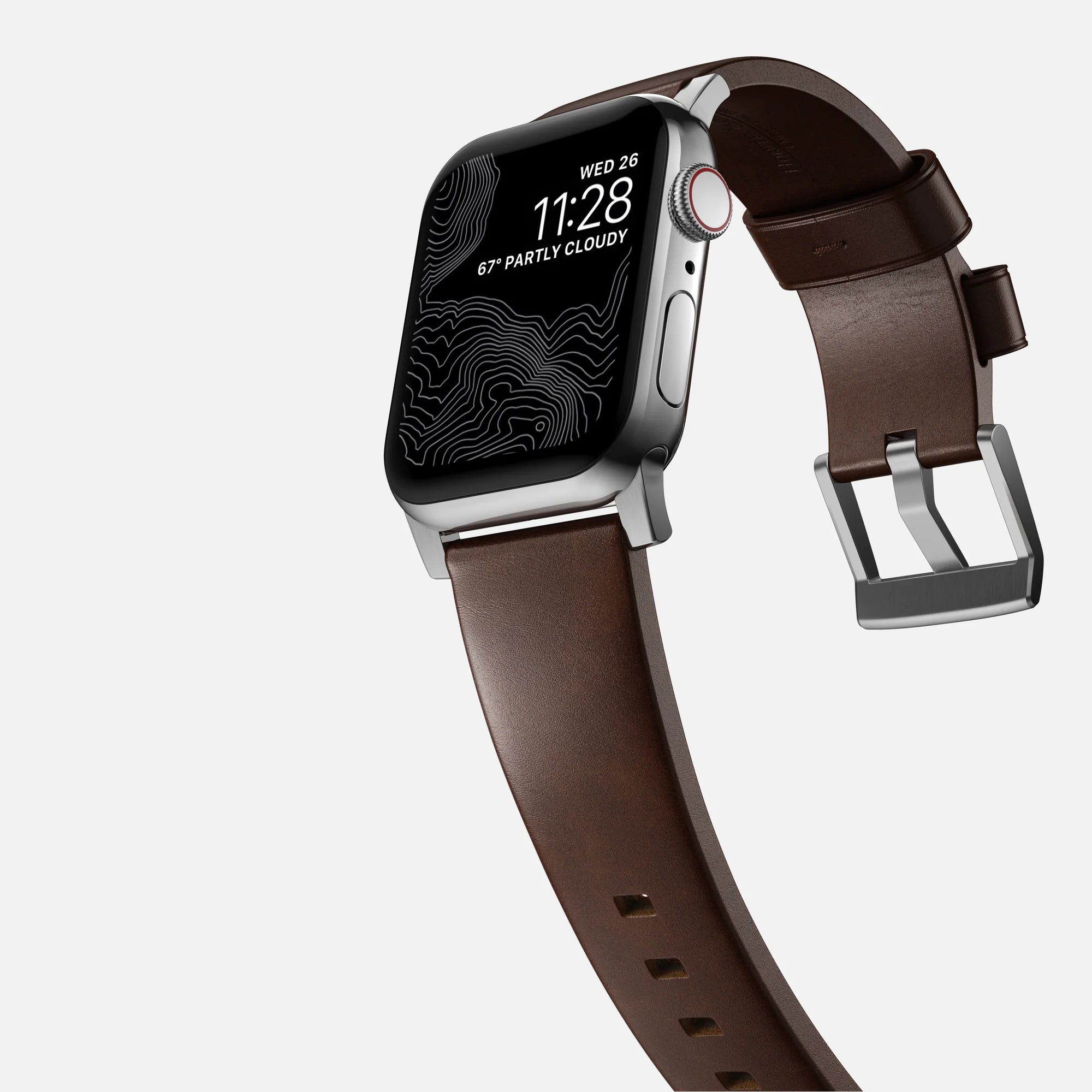 Nomad Modern Apple Watch Leather Strap (Brown/Silver)