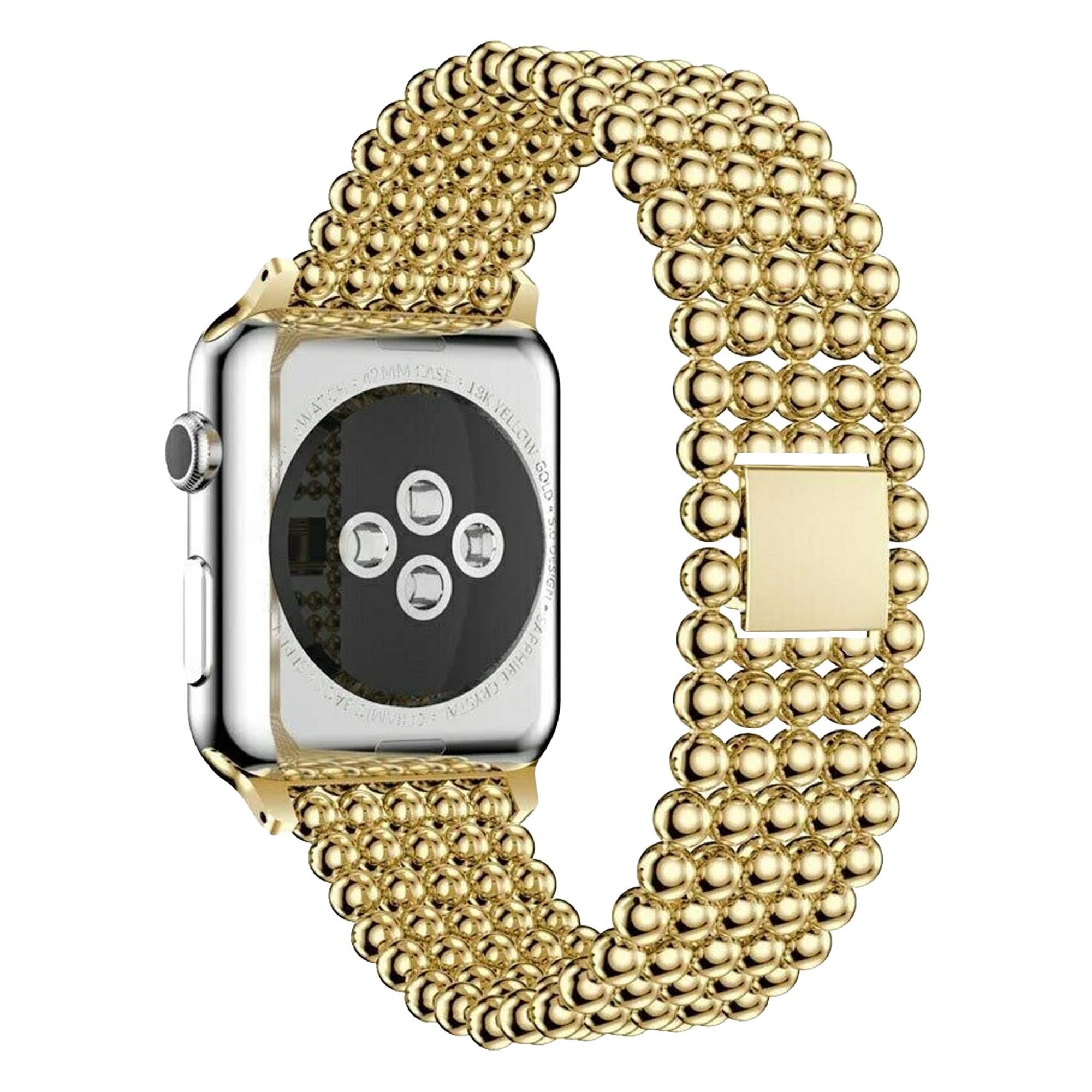 Apple Watch Beaded Steel Strap (Gold)