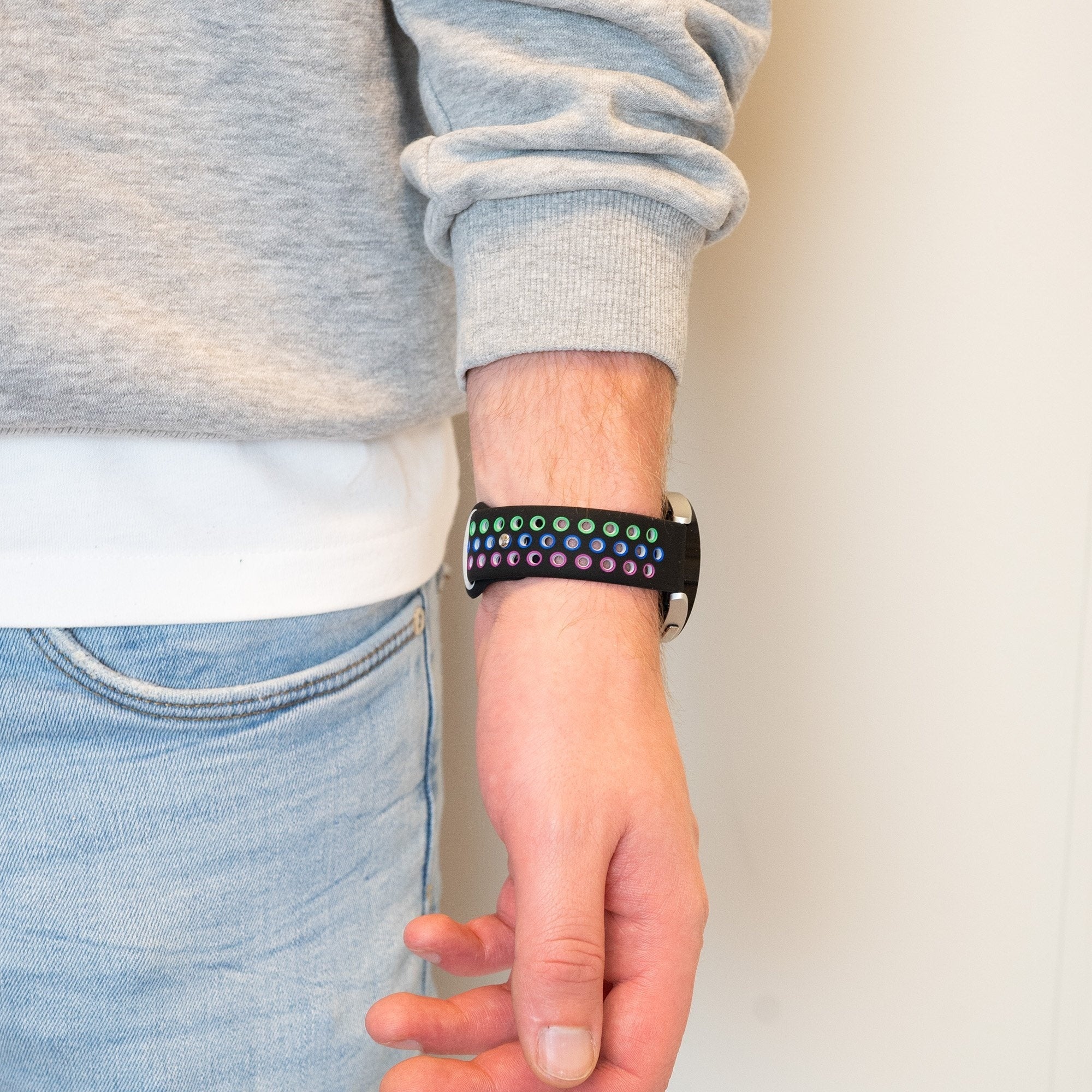Bandz Coros Apex 42mm Sport Strap 'Deluxe' (Black/Rainbow)
