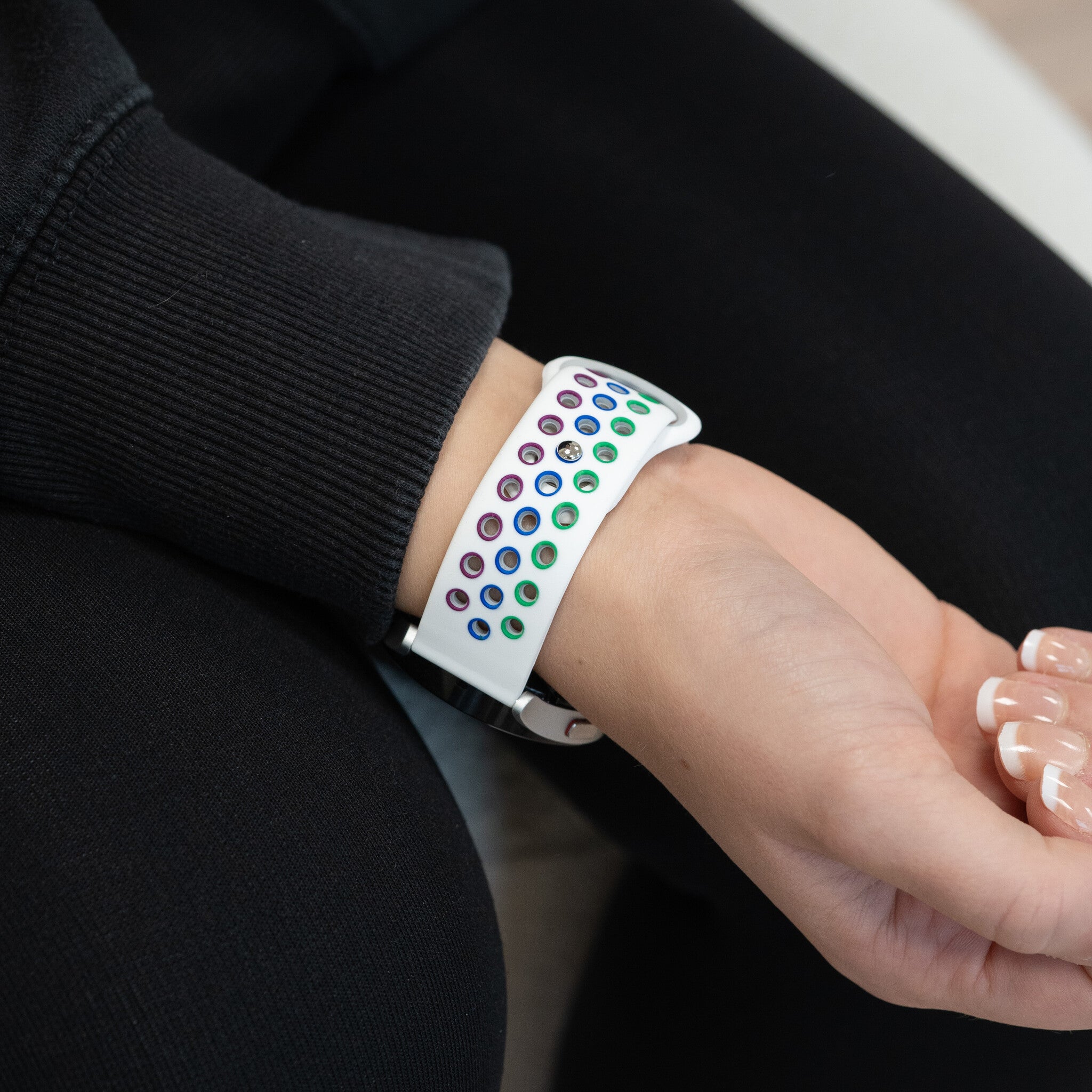 Bandz Samsung Galaxy Watch 5 44mm Sport Strap 'Deluxe' (White/Rainbow)