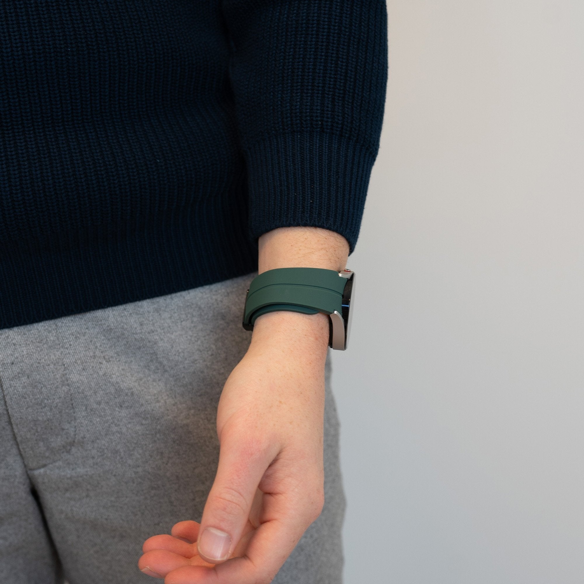 Bandz Samsung Galaxy Watch 4 Classic 42mm Silicone Strap with D-Buckle (Dark Green)