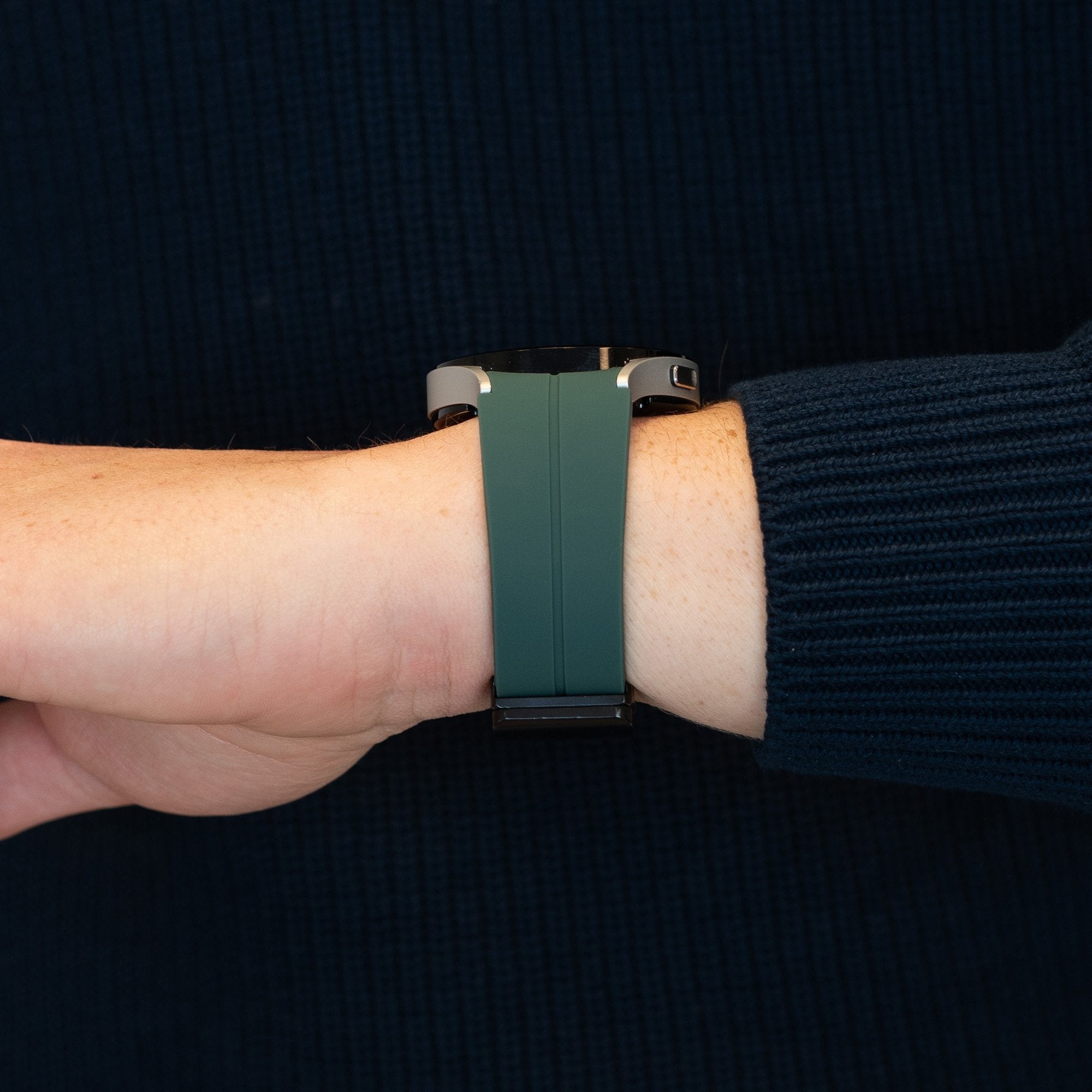 Bandz Samsung Galaxy Watch 4 Classic 42mm Silicone Strap with D-Buckle (Dark Green)