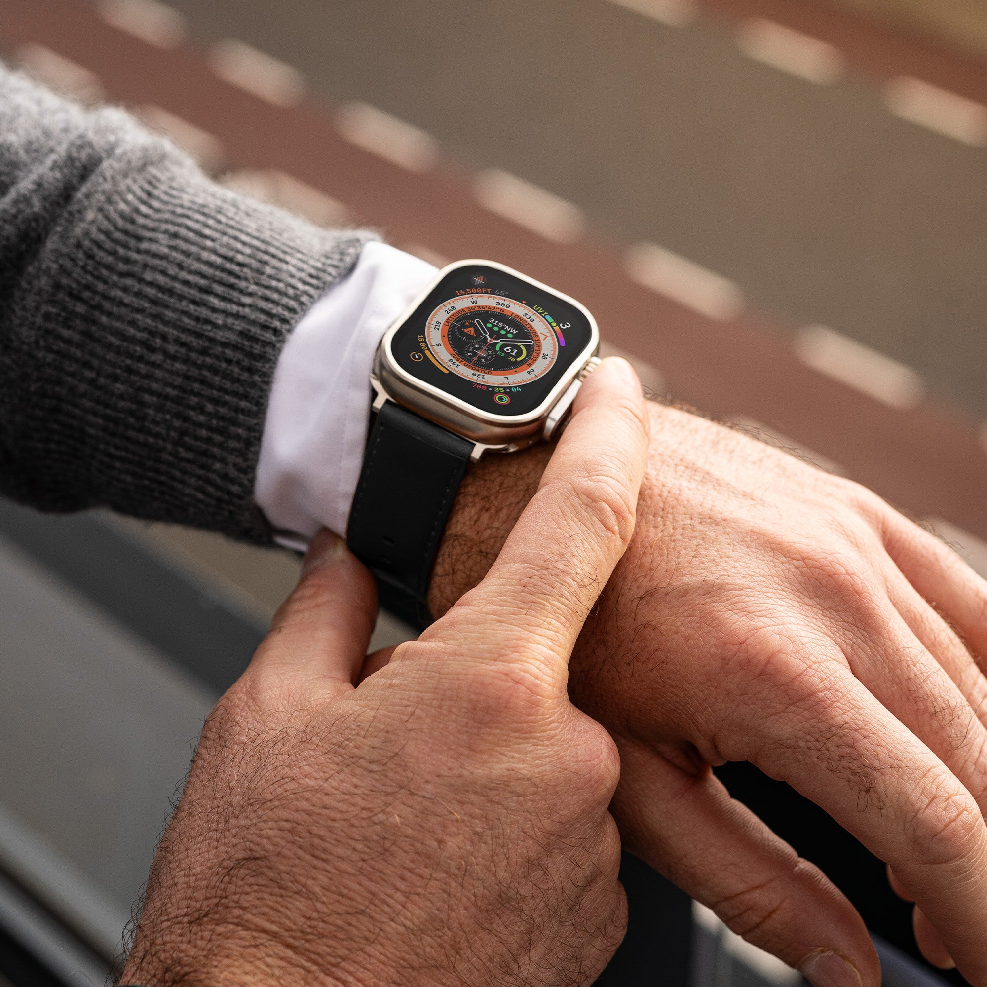 Bandz Apple Watch Leather Strap 'Classic' (Black)