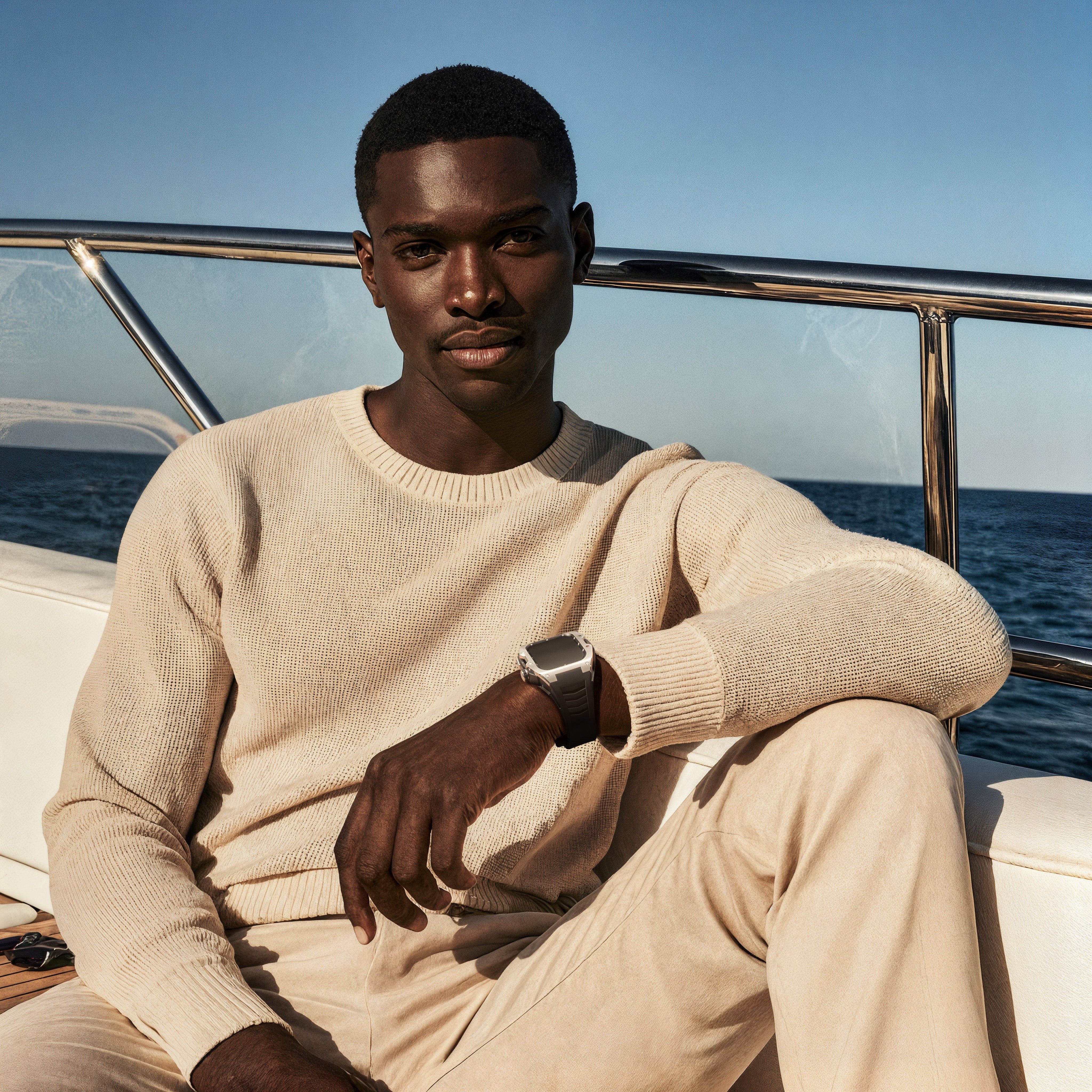 Reqior Apple Watch 45mm Case with Rubber Strap (Silver)