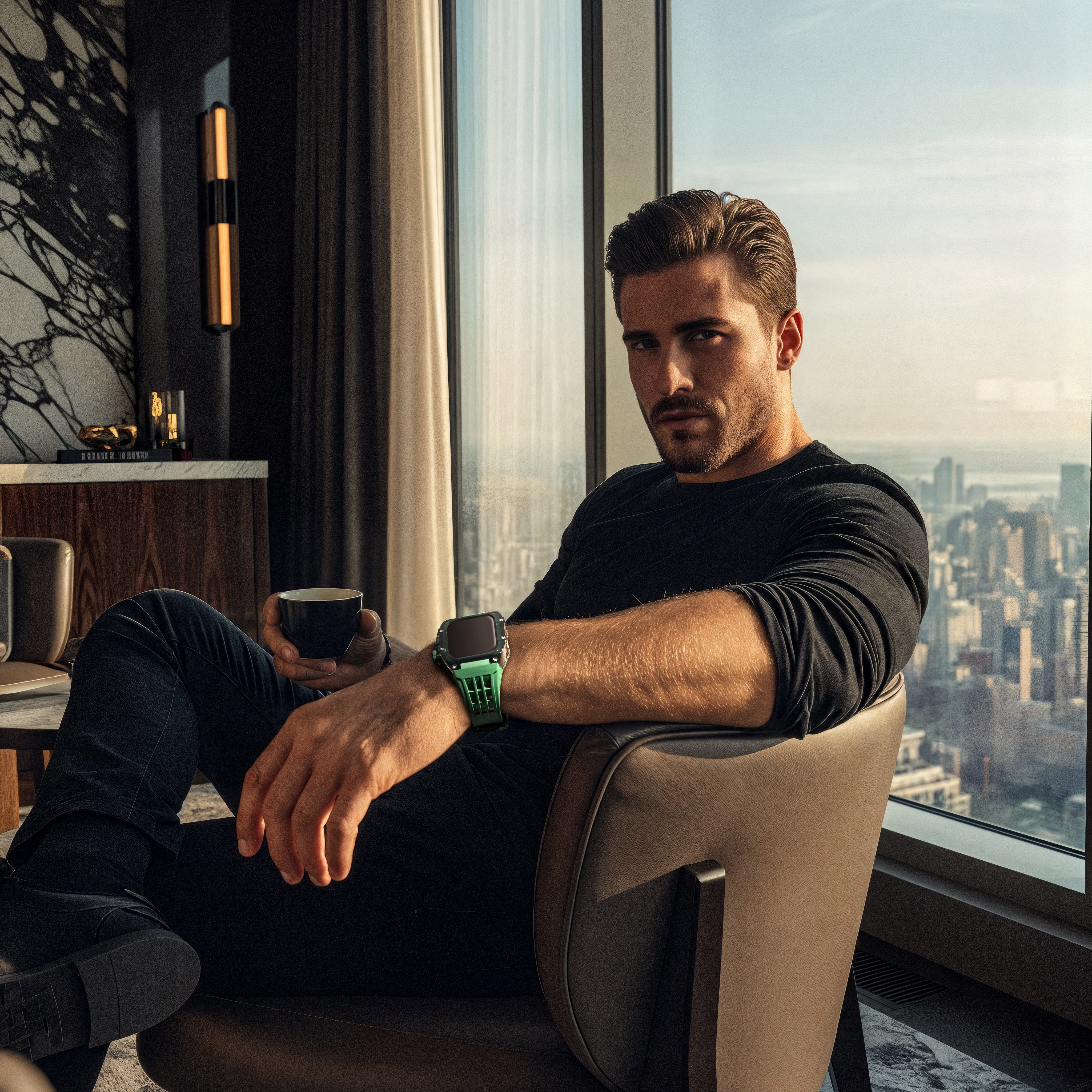 Reqior Apple Watch 45mm Polymer Case with Rubber Strap (Green)