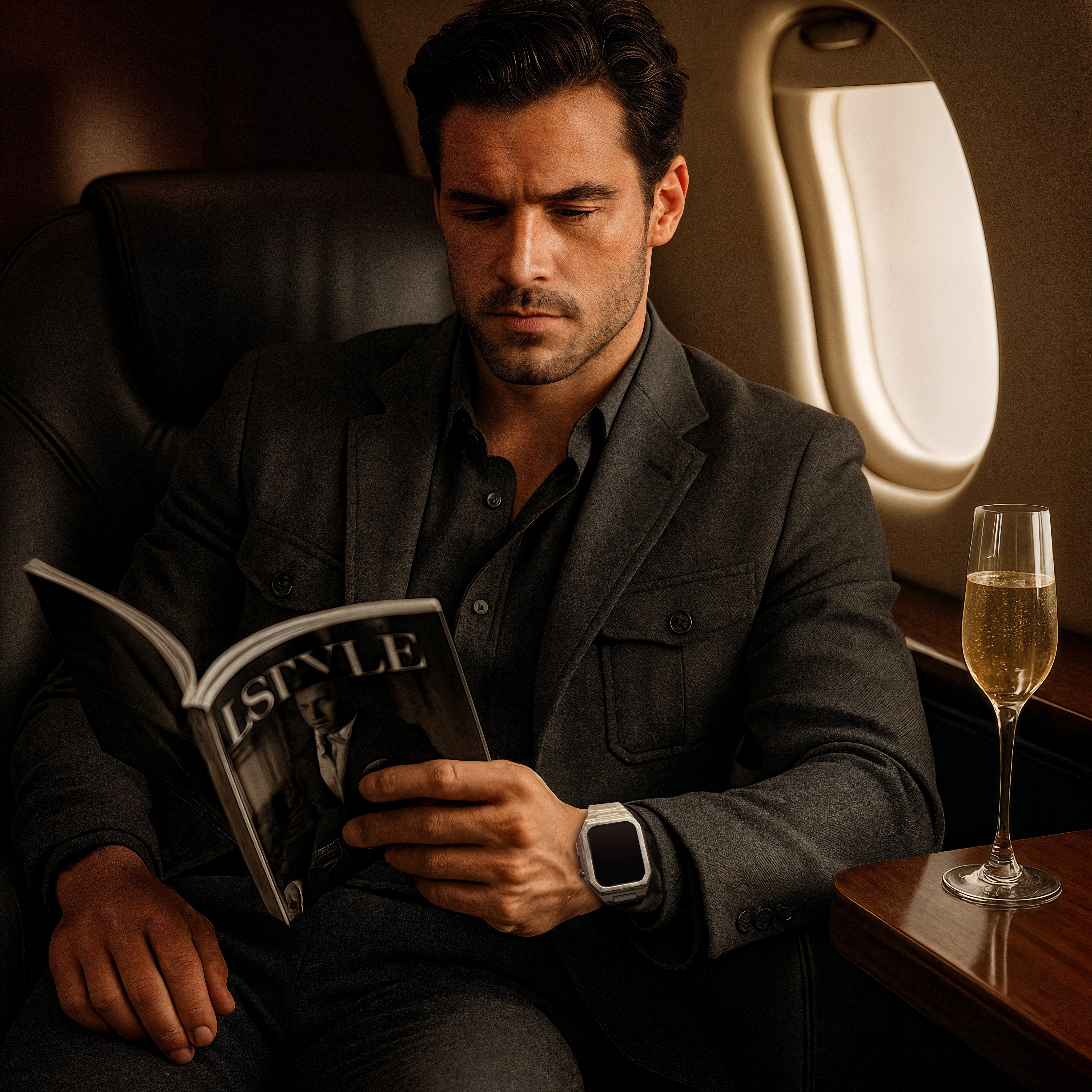 Reqior Apple Watch 45mm Case with Steel Strap 'Nautilus' (Silver)