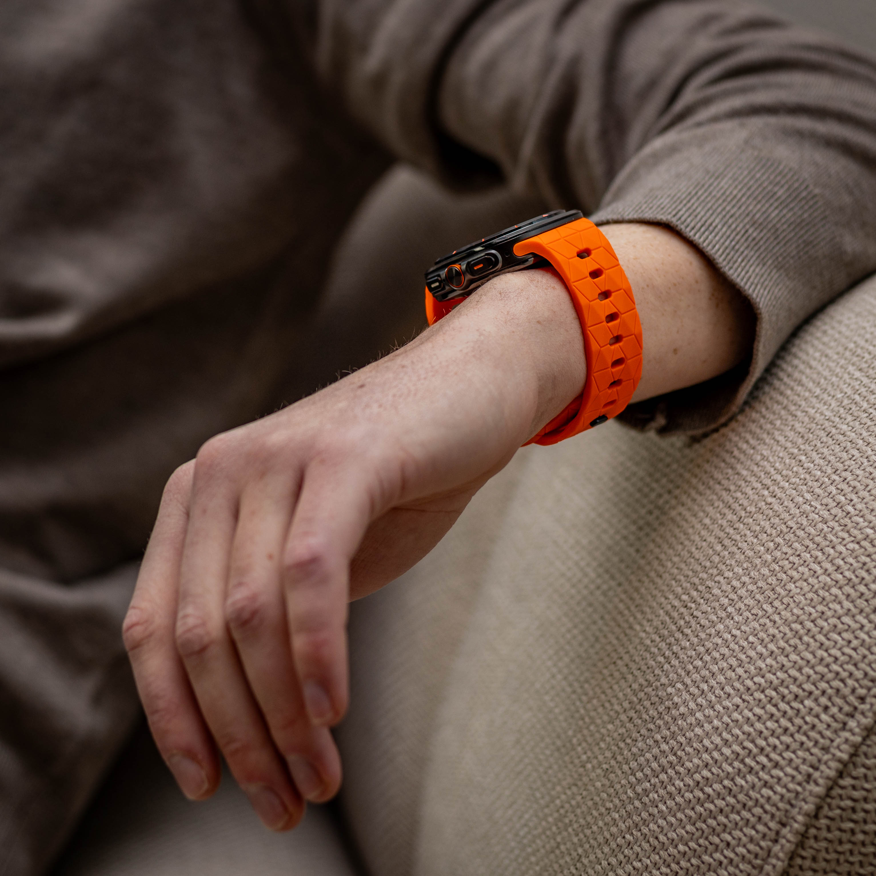 Bandz Samsung Galaxy Watch Ultra Silicone Strap 'Hexagons' (Orange)