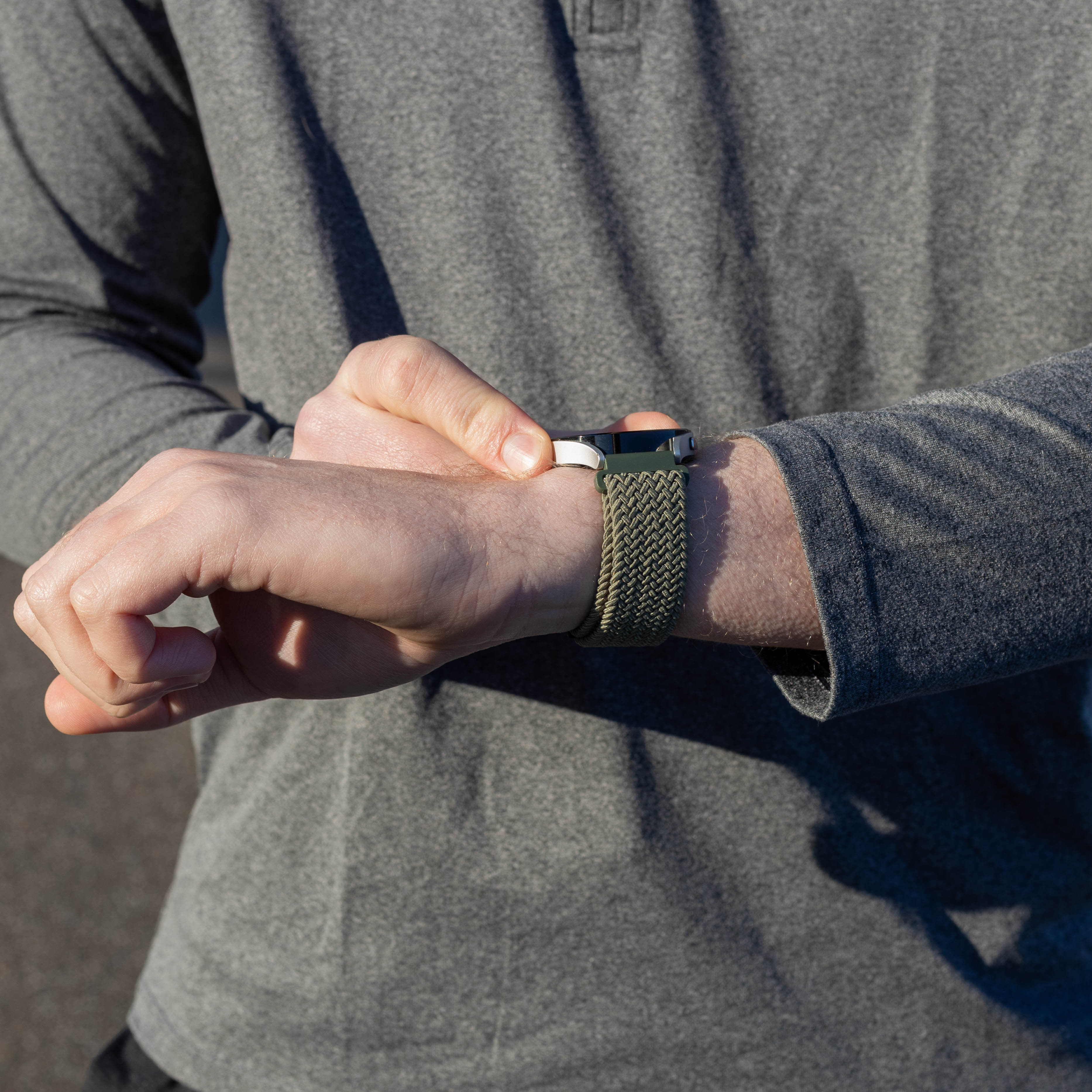 Garmin Forerunner 265 Braided Strap with P-Buckle (Green)