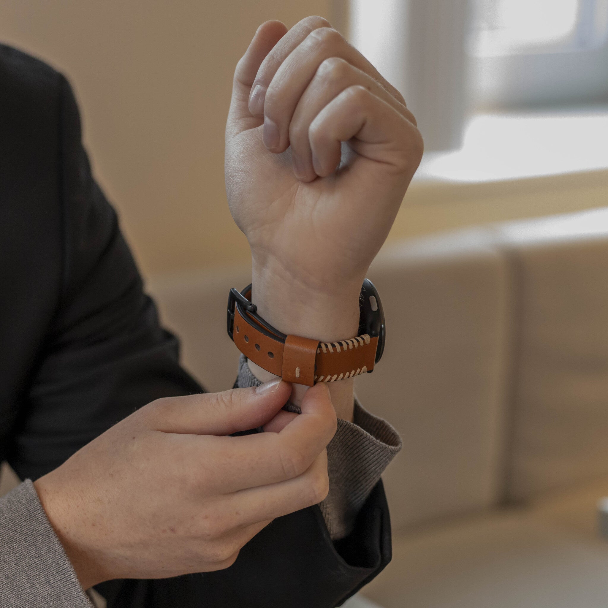 Amazfit Balance 2 Stitched Leather Strap (Brown)