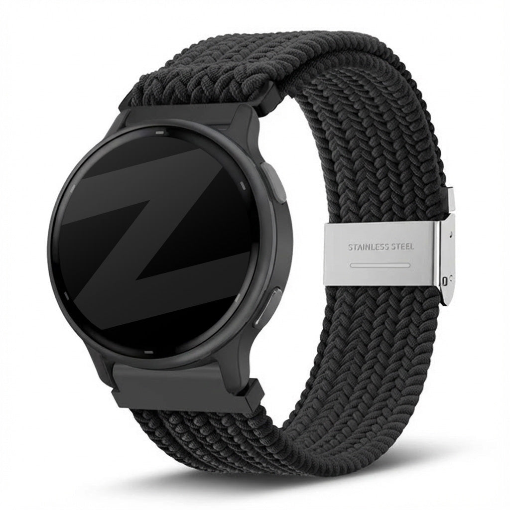 Bandz Garmin Vivoactive 5 Woven Nylon Strap (Black)