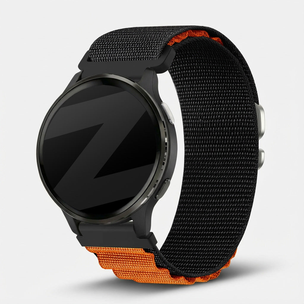 Bandz Garmin Vivoactive 5 Alpine Nylon Strap (Black/Orange)
