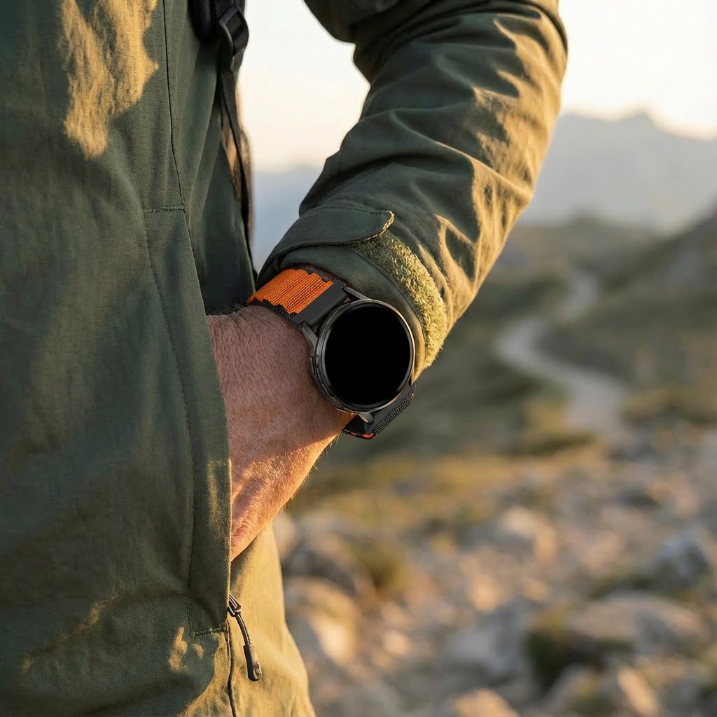 Bandz Garmin Forerunner 645 Alpine Nylon Strap (Black/Orange)