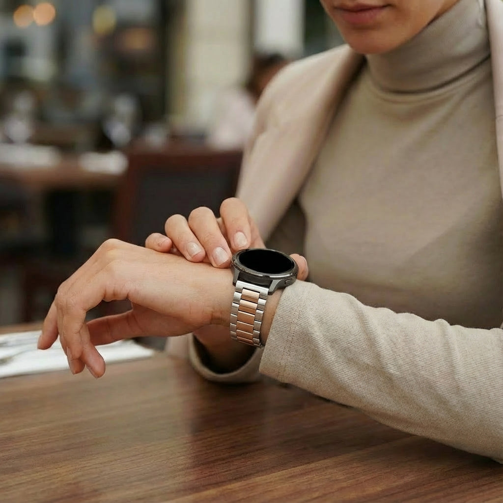 Bandz Garmin Venu 2s Steel Strap 'Classic' (Silver/Rose Gold)